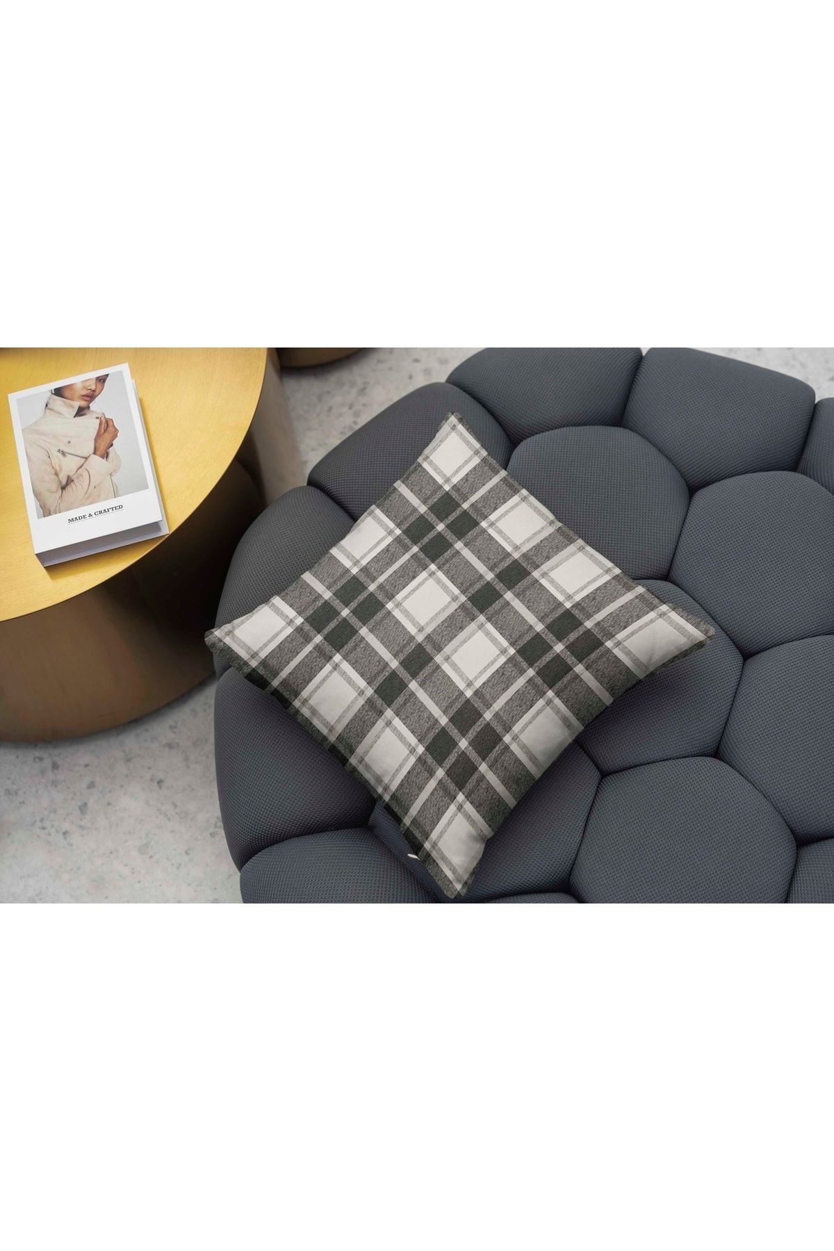 Kırlent 1048 Ekose Siyah Beyaz Kırlent Kılıfı Pillow37
