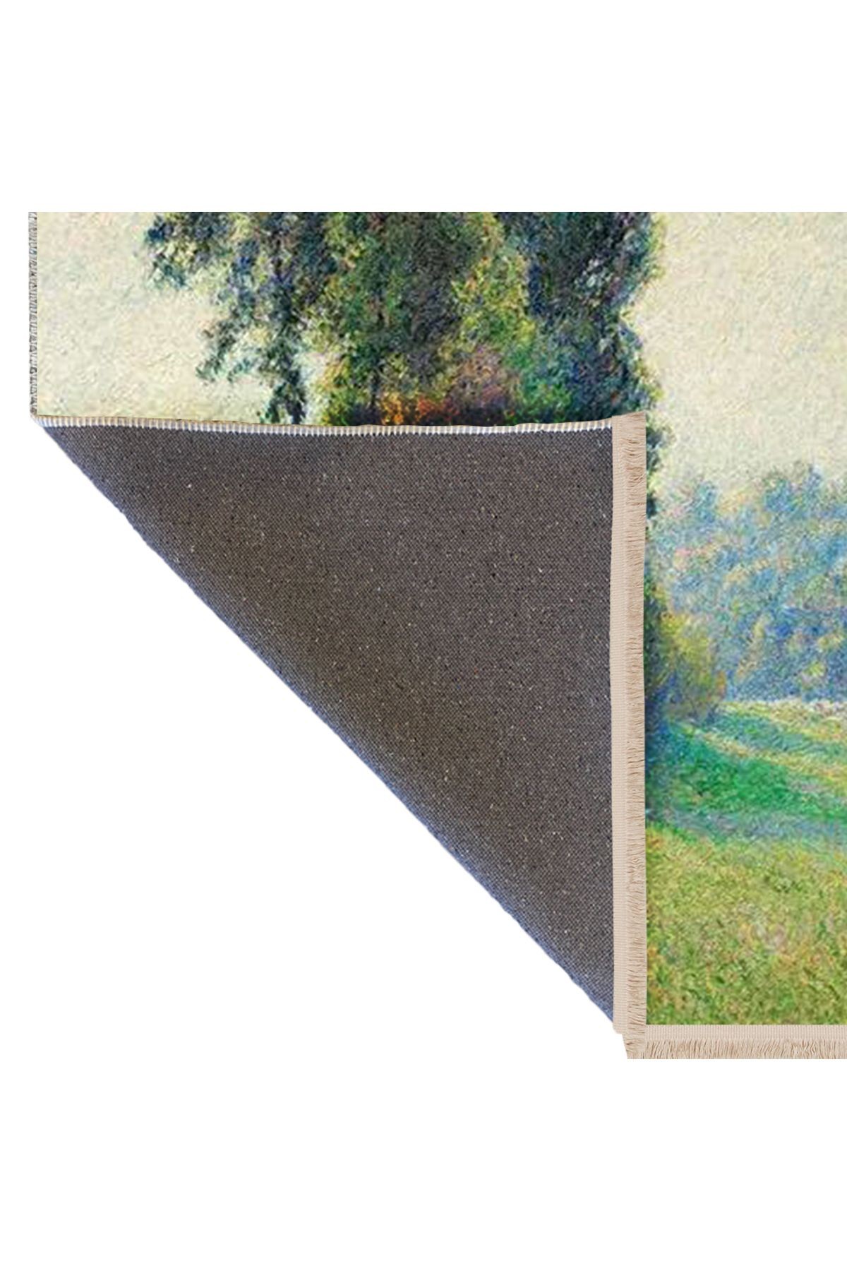 Yılmaz Koleksiyonu Pastel Renkler Ağaçlar ve Çayır Manzarası Desenli Modern Dekoratif Halı 48
