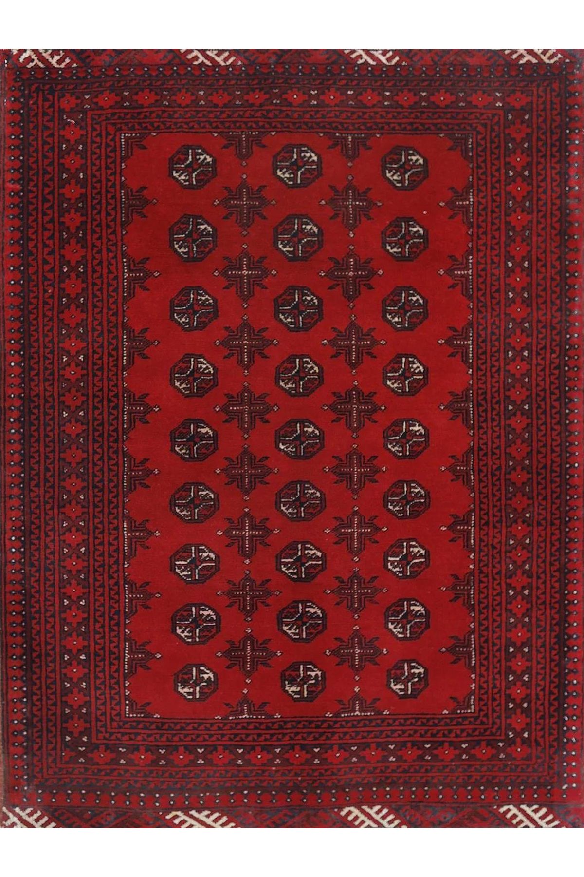 Mete Koleksiyonu Kırmızı Temalı Etnik Şekiller Motifli Desenli Vintage Dekoratif Halı 25