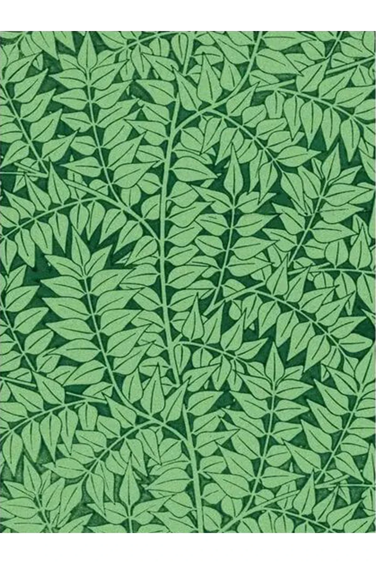Özge Koleksiyonu Yeşil Tonlarda Yapraklar Desenli Dokuma Taban Modern Dekoratif Halı özge06