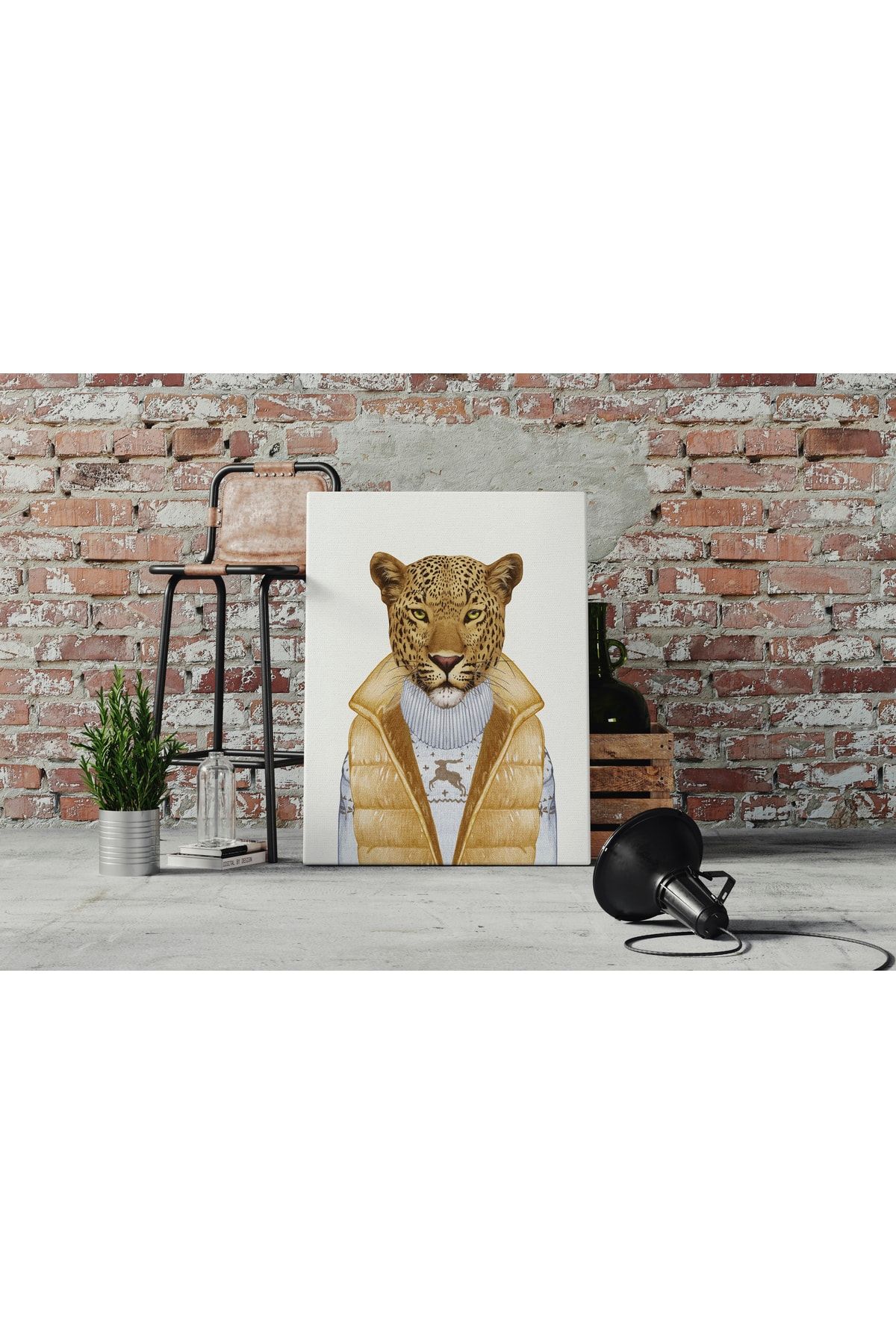 Kanvas Tablo Sarı Yelekli Kaplan Hayvan Temalı 164