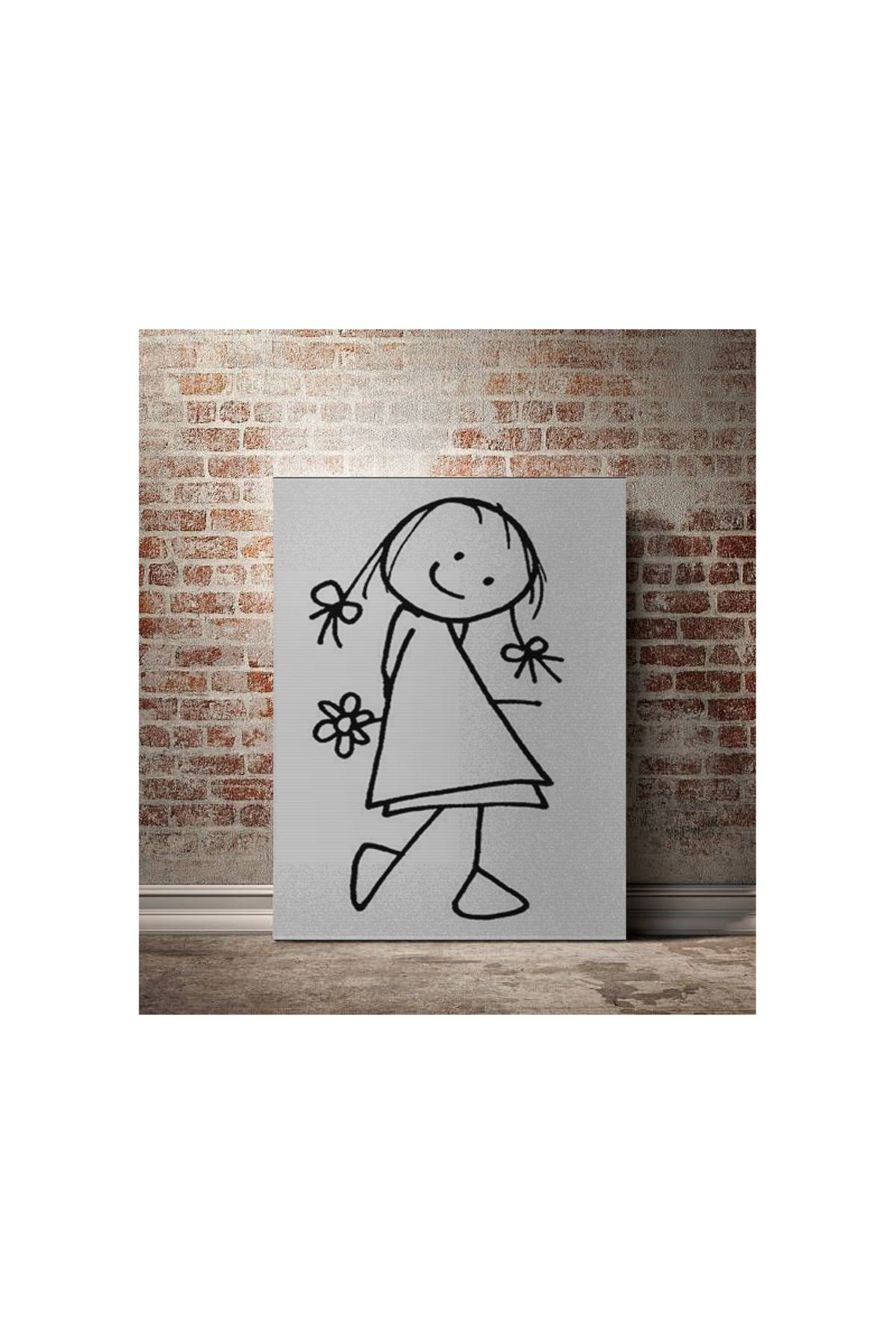 Kanvas Tablo Tatlı Küçük Kız Çizimli Desenli Temalı Desenli Temalı Tablo