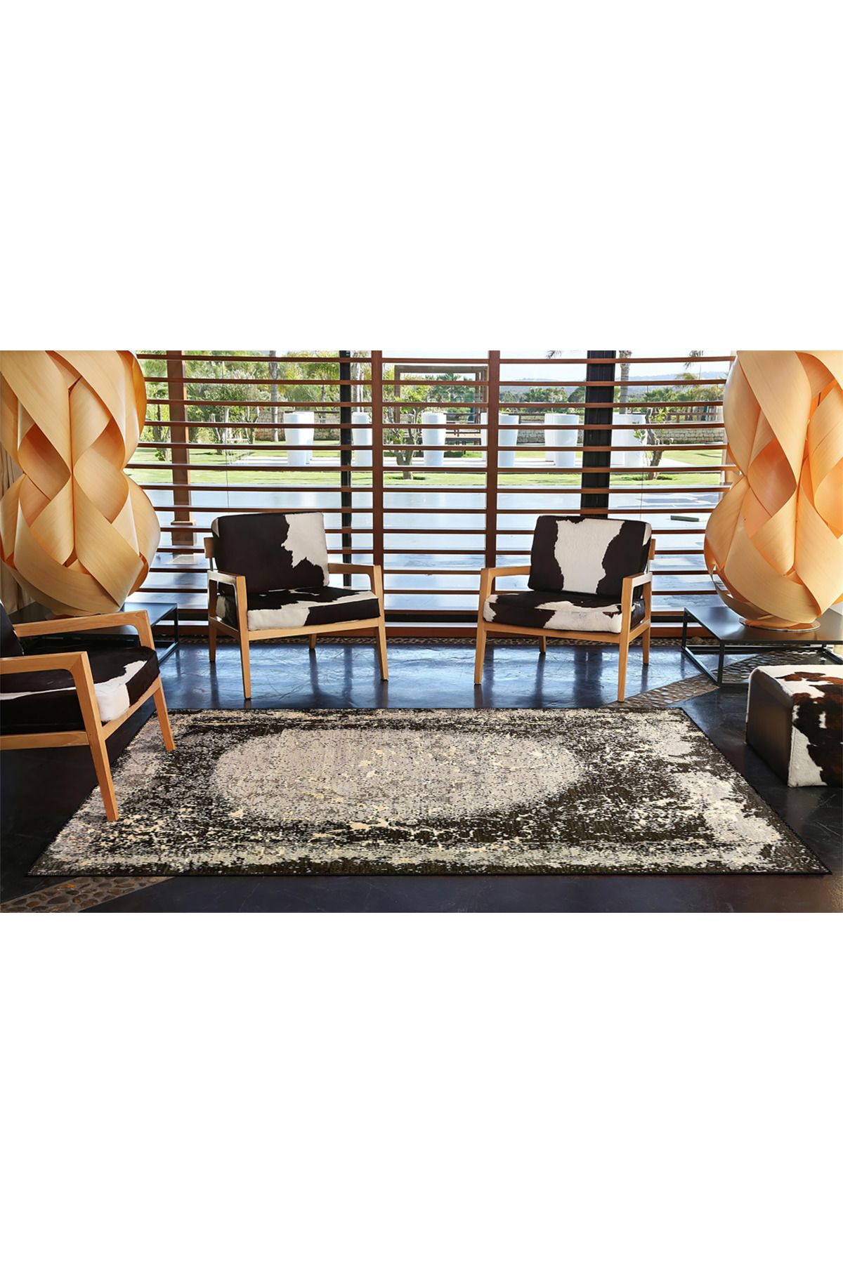 Karşık Renkli Etnik Desenli Dekoratif Dokuma Taban Halı miravip505