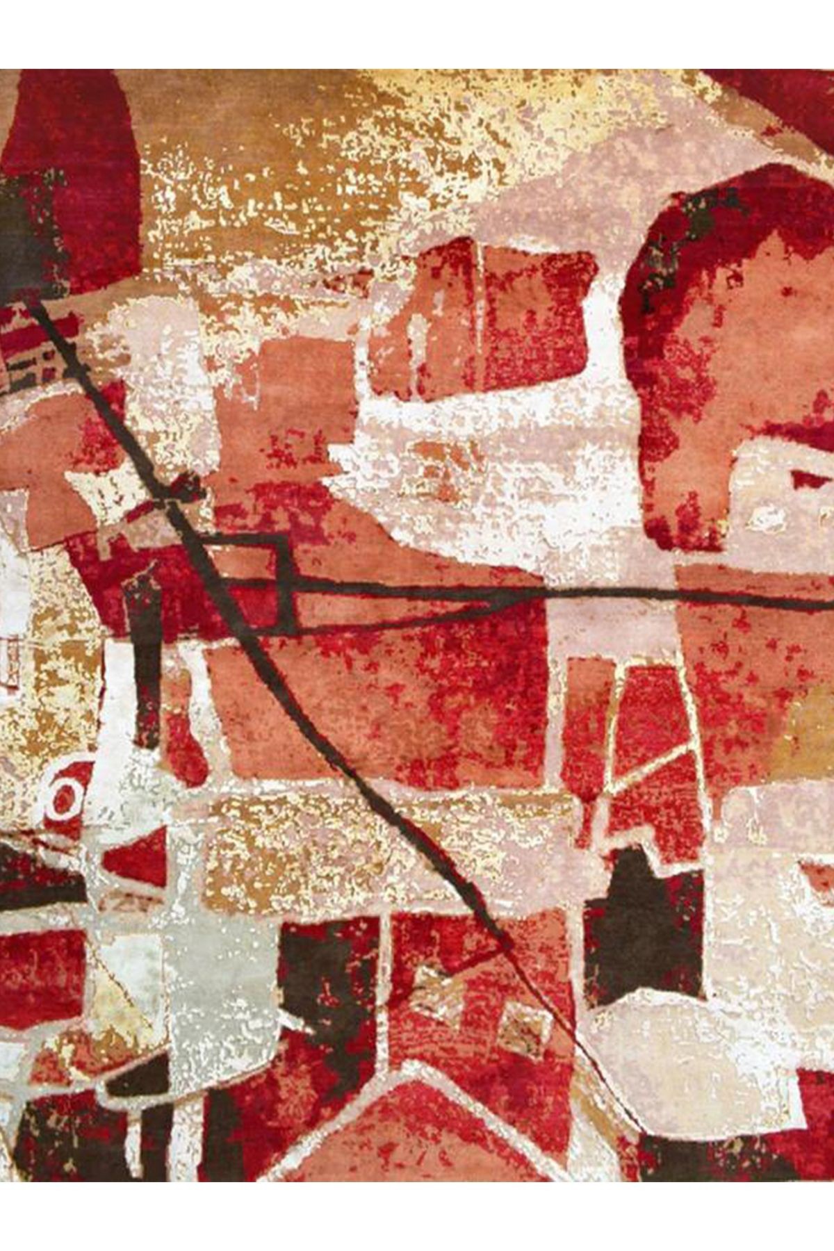 Barcelona Koleksiyonu Kırmızı Tonlar Soyut Desenli Kreatif Modern Dekoratif Halı 24