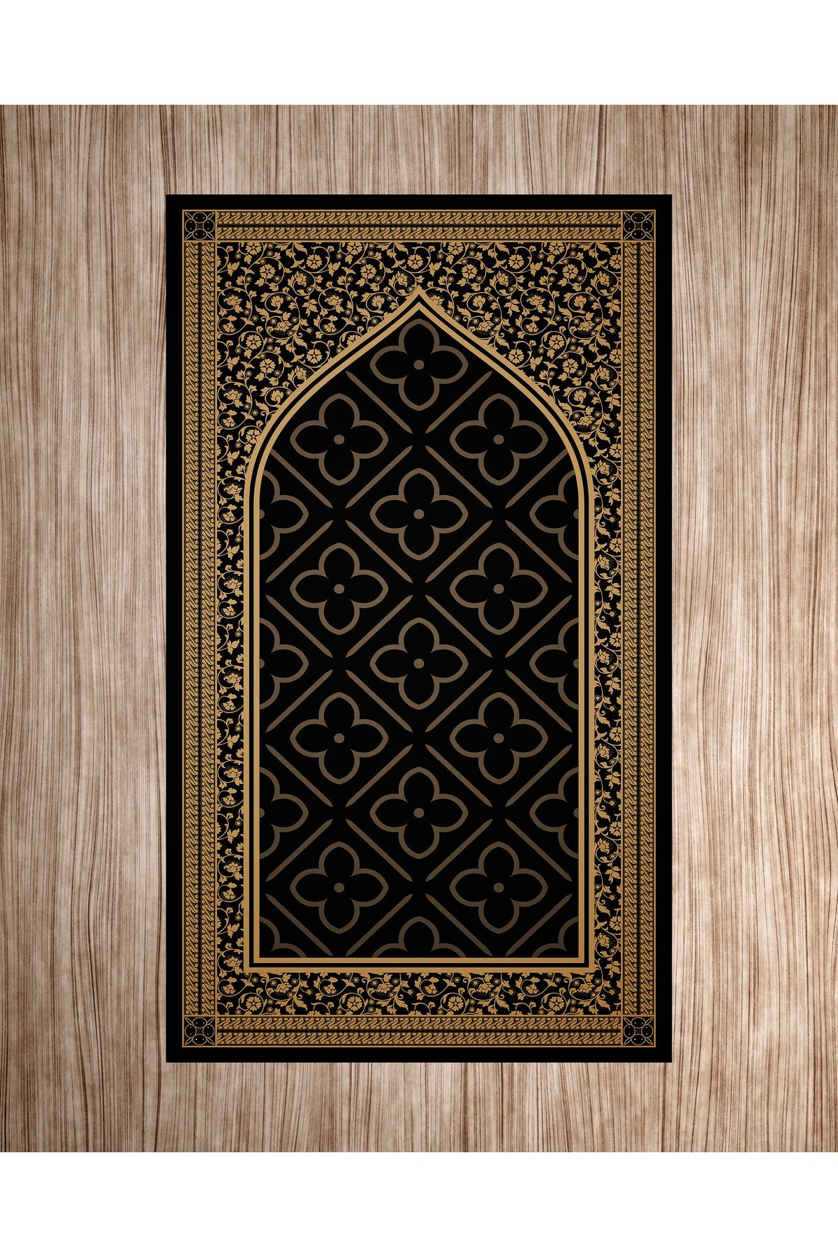 Kahverengi Çiçek Ve Geometrik Desenli Seccade 70x120