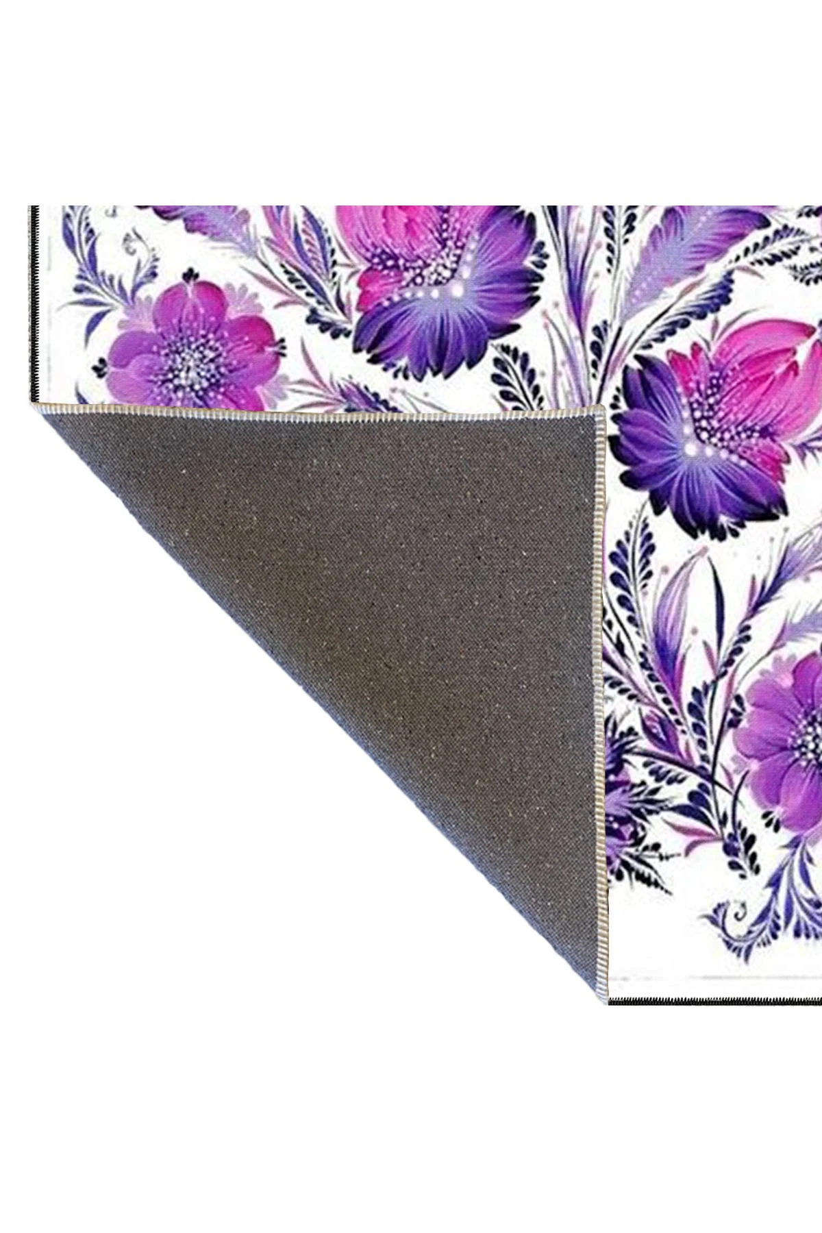 Mavi Mor Renkli Çiçekli Floral Modern Dekoratif Halı miravip164