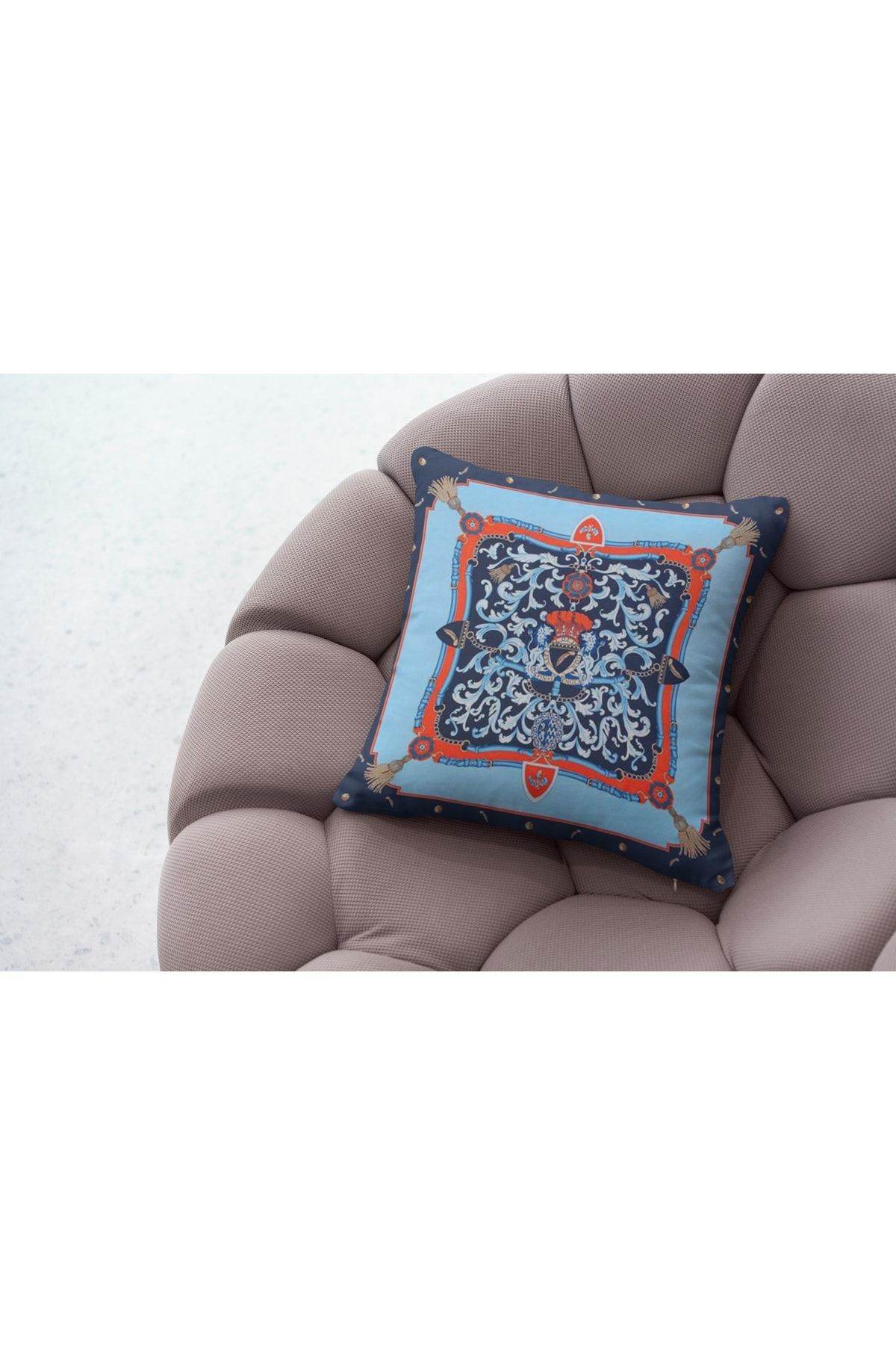 Kırlent Mavi Turuncu Marka Desen Pillow 41