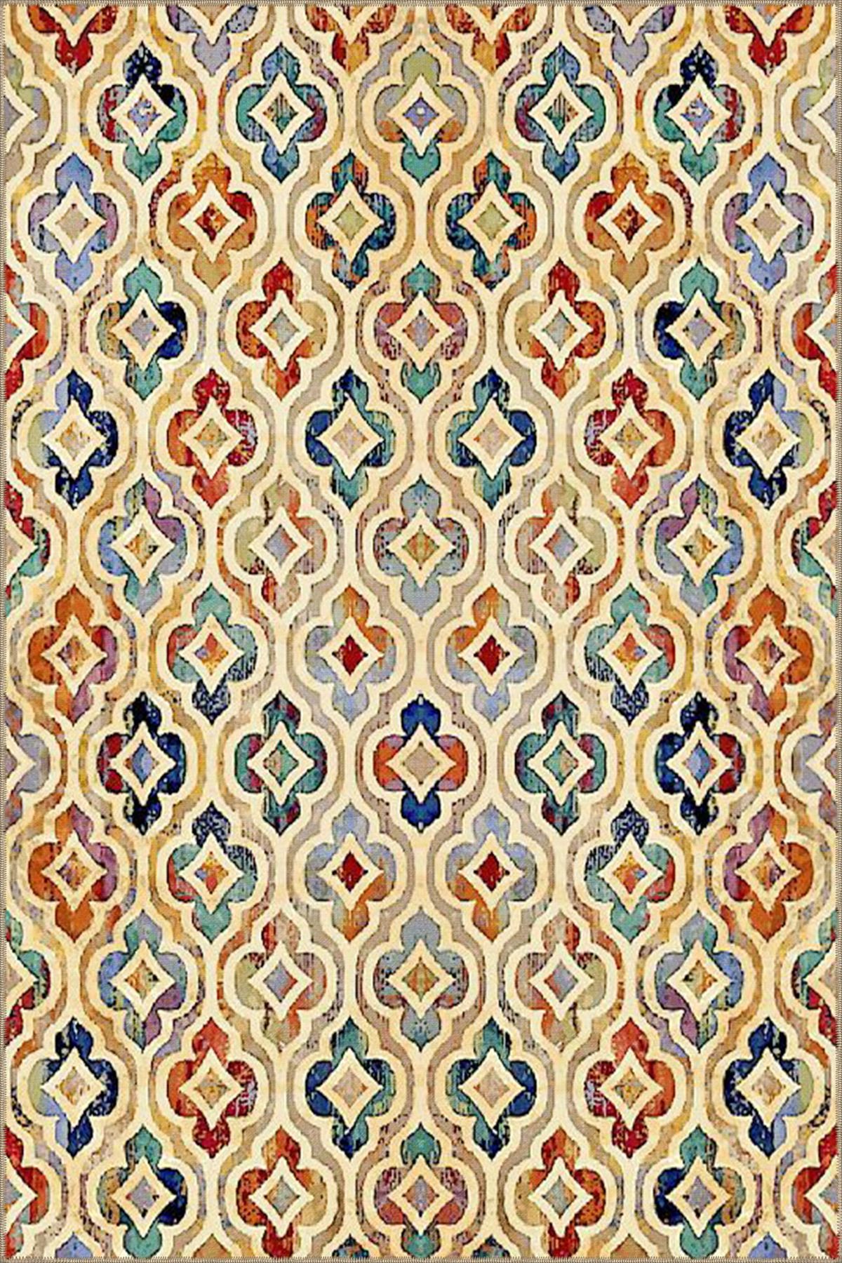 Karışık Renkli Etnik Desenli Dekoratif Halı 4354