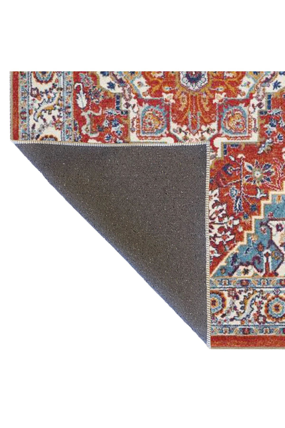 Kırmızı Çapraz Baklavalı Desenli Dokuma Taban ve Dekoratif Halı miravip630