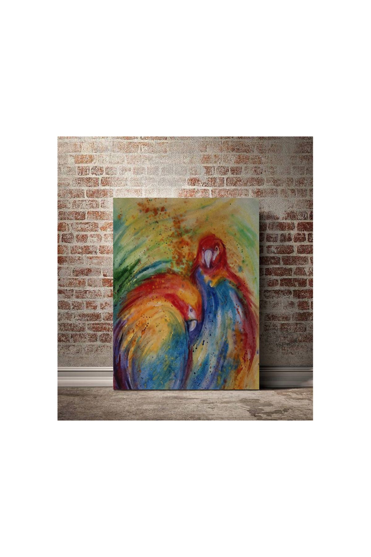Kanvas Tablo Sulu Boyalı Papağan Hayvan Karışık Renkli Desenli Renkli Temalı Modern Tablo