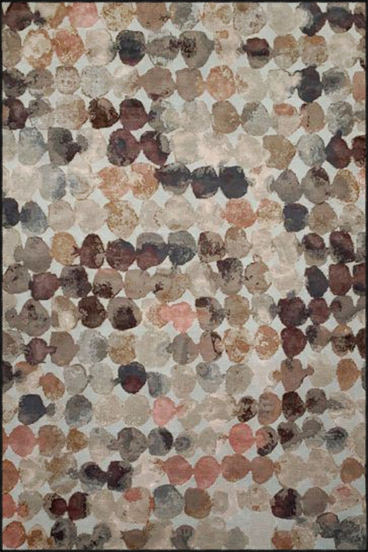 Gri Temalı ve Geometrik Desenli Dekoratif Halı miravip441