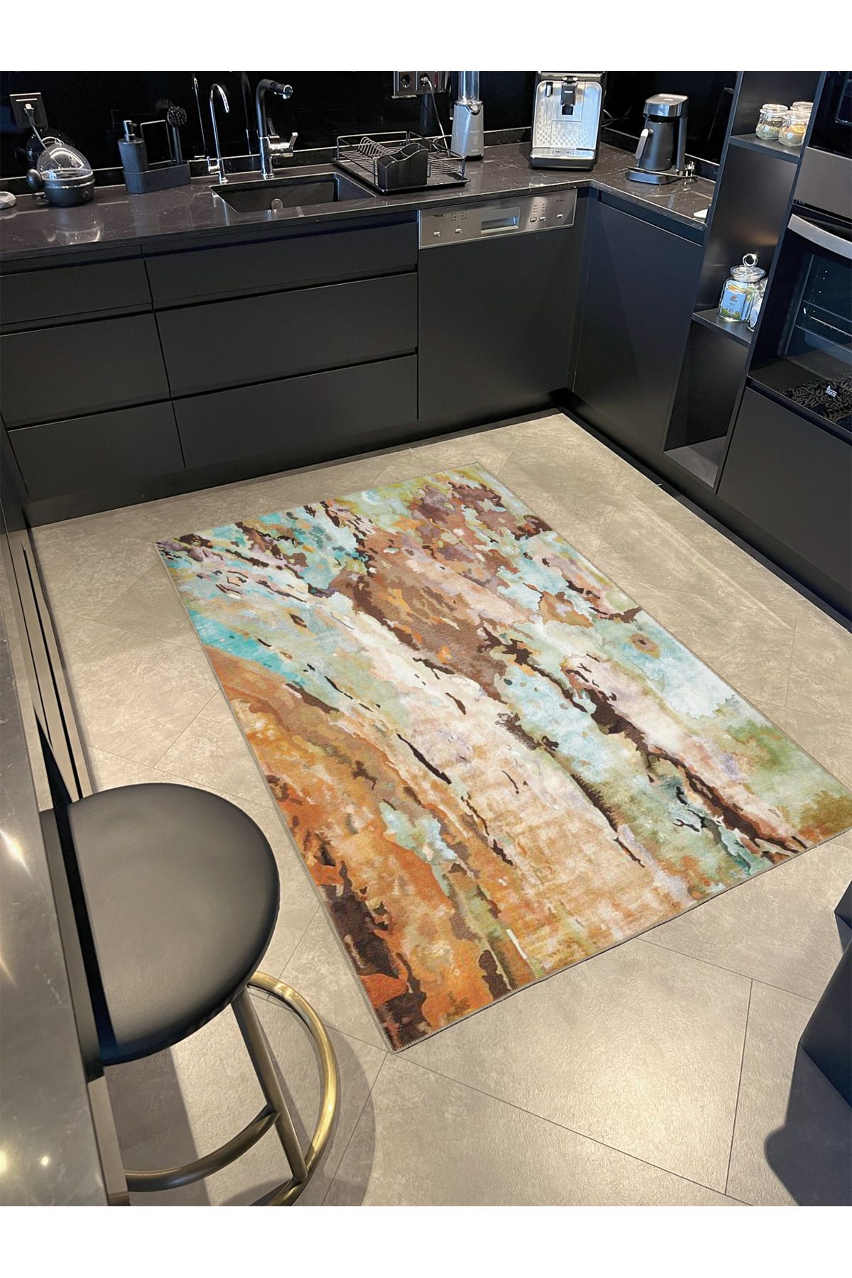 Çok Renkli Abstract Soyut Desenli Modern Dekoratif Halı 3900