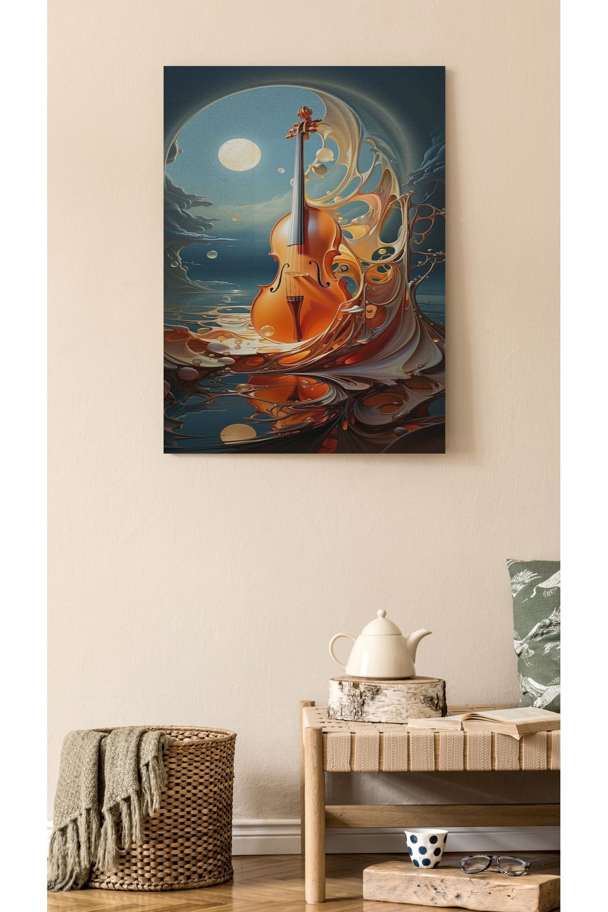 Kanvas Tablo Sanat Keman Temalı Tablo