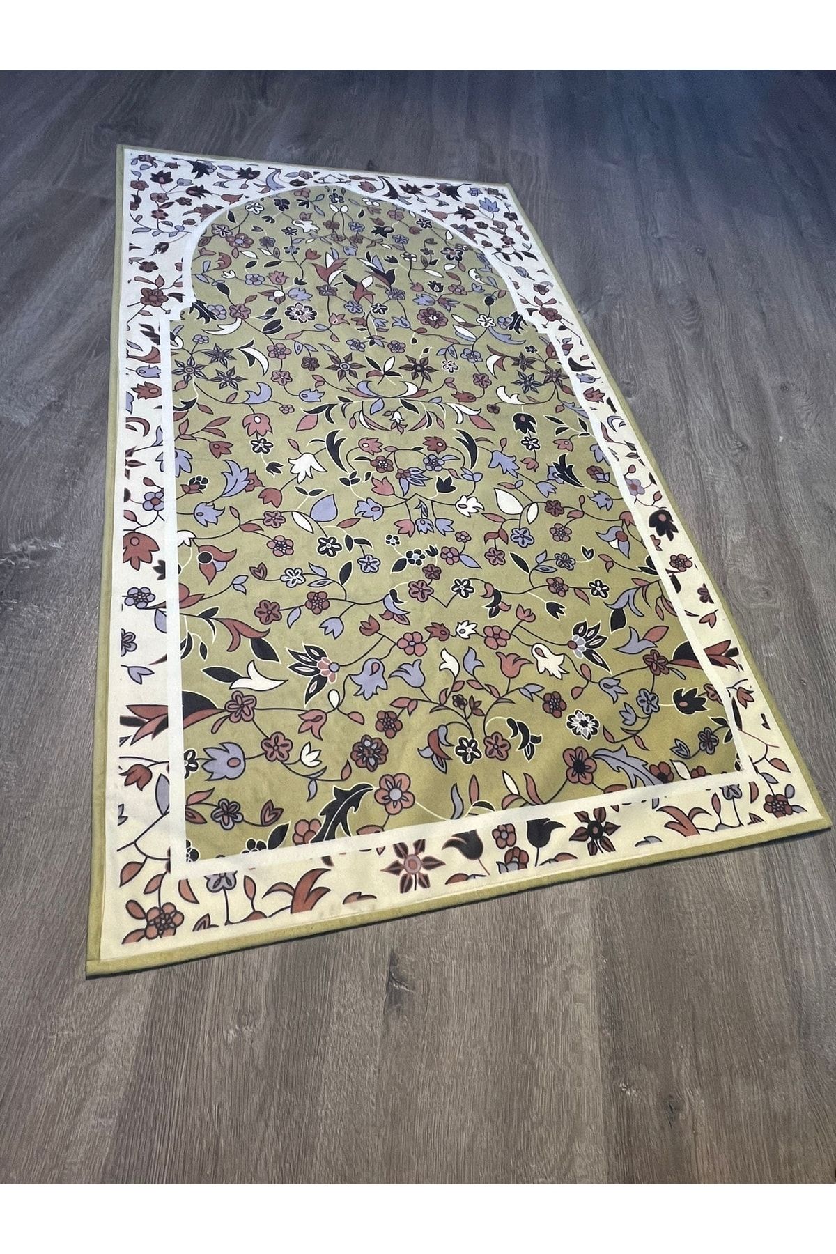 Yeşil Çiçek Desenli Seccade 70x120