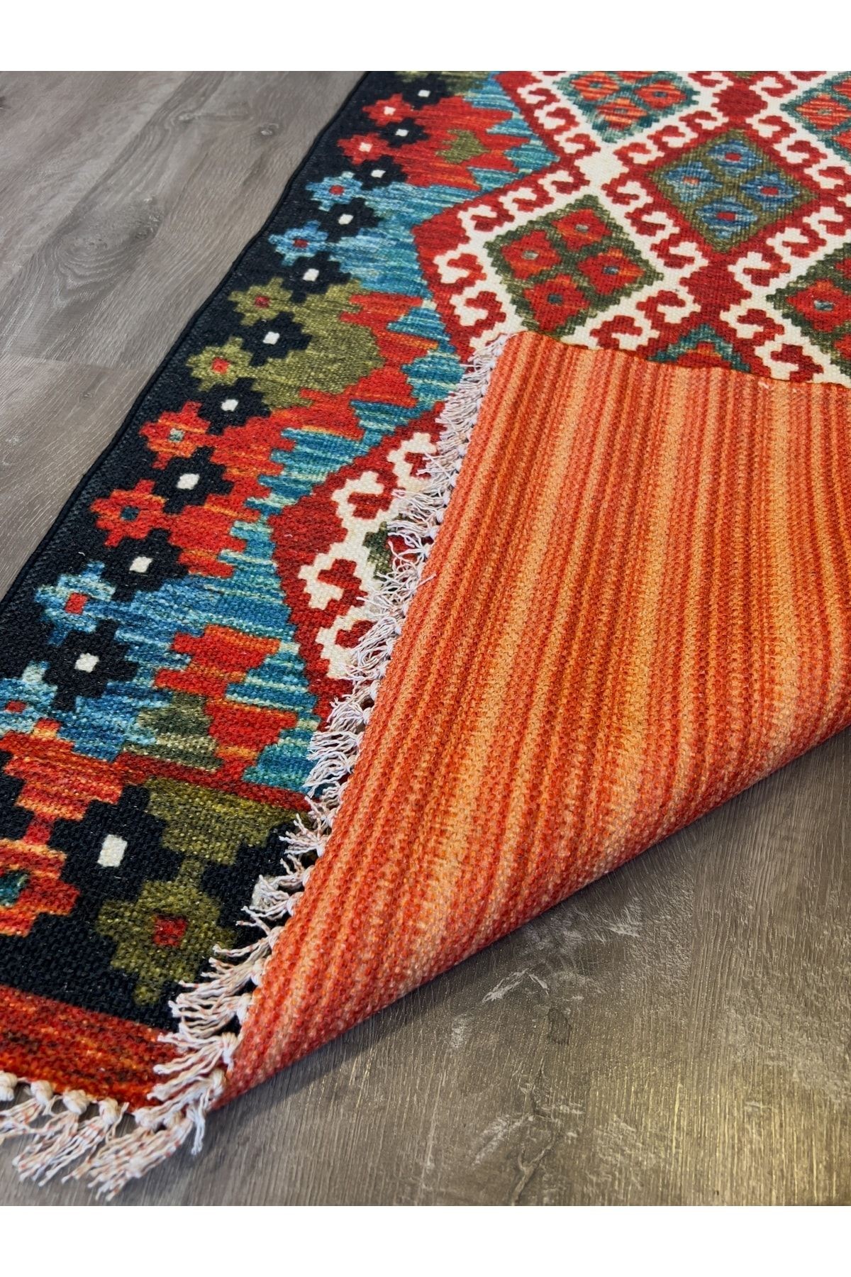 Cotton 552 Etnik Desenli Otantik Canlı Çok Renkli Kilim