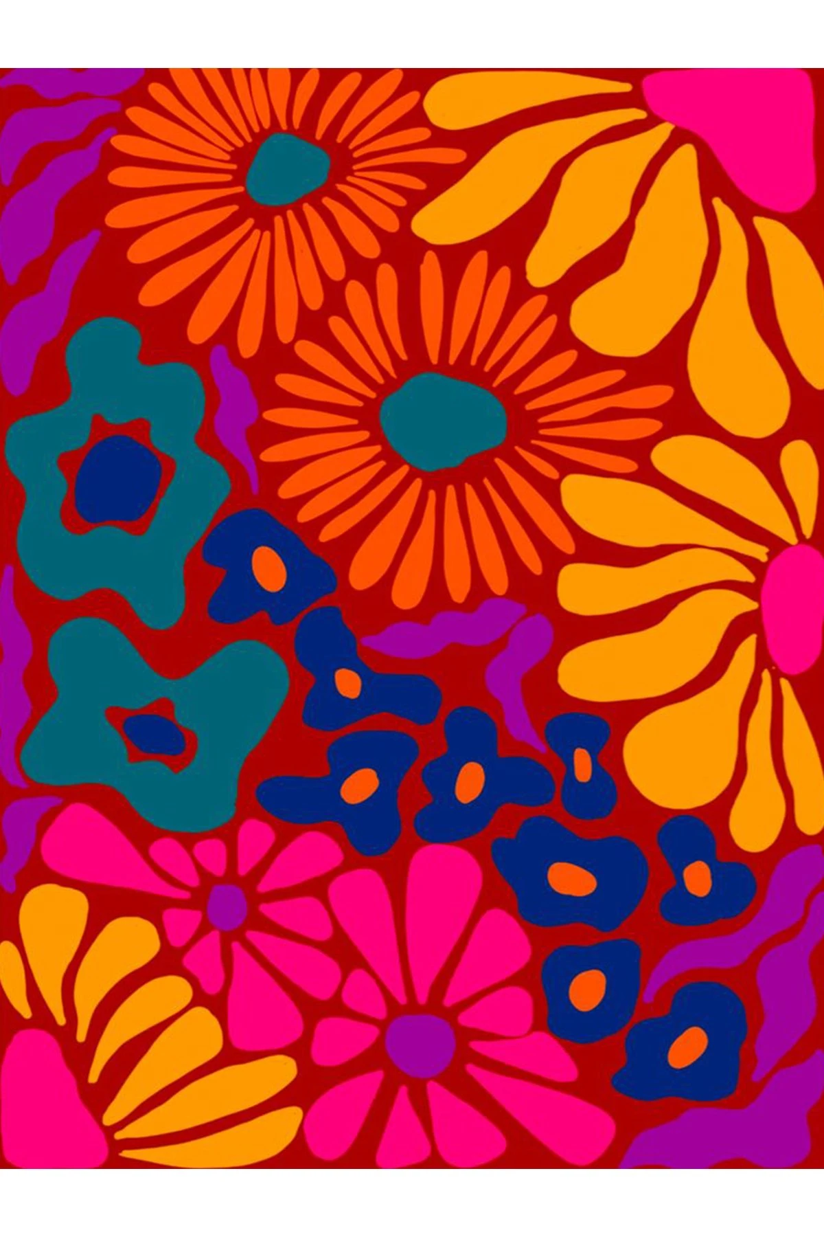 Yılmaz Koleksiyonu Çok Renkli Tema Karma Çiçek Figürleri Desenli Modern Dekoratif Halı 22