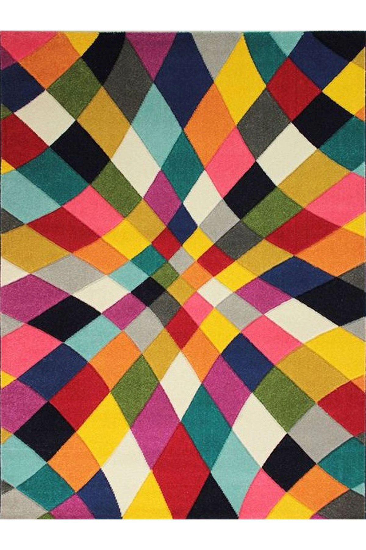 Kuzey Koleksiyonu Çok Renkli Şekiller Dokuma Taban Dekoratif Halı kuzey06