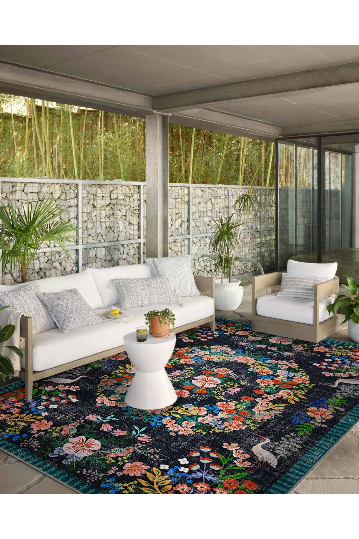 Floral Çok Renkli Çiçek Desenli Renkli Dokuma Taban Halı 1309