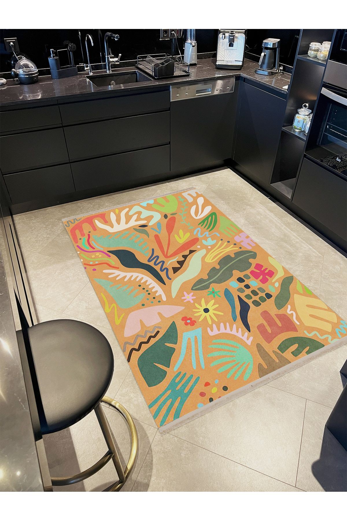 Asena Koleksiyonu Çok Renkli Soyut karma Şekiller Desenli Kreatif Modern Dekoratif Halı 41