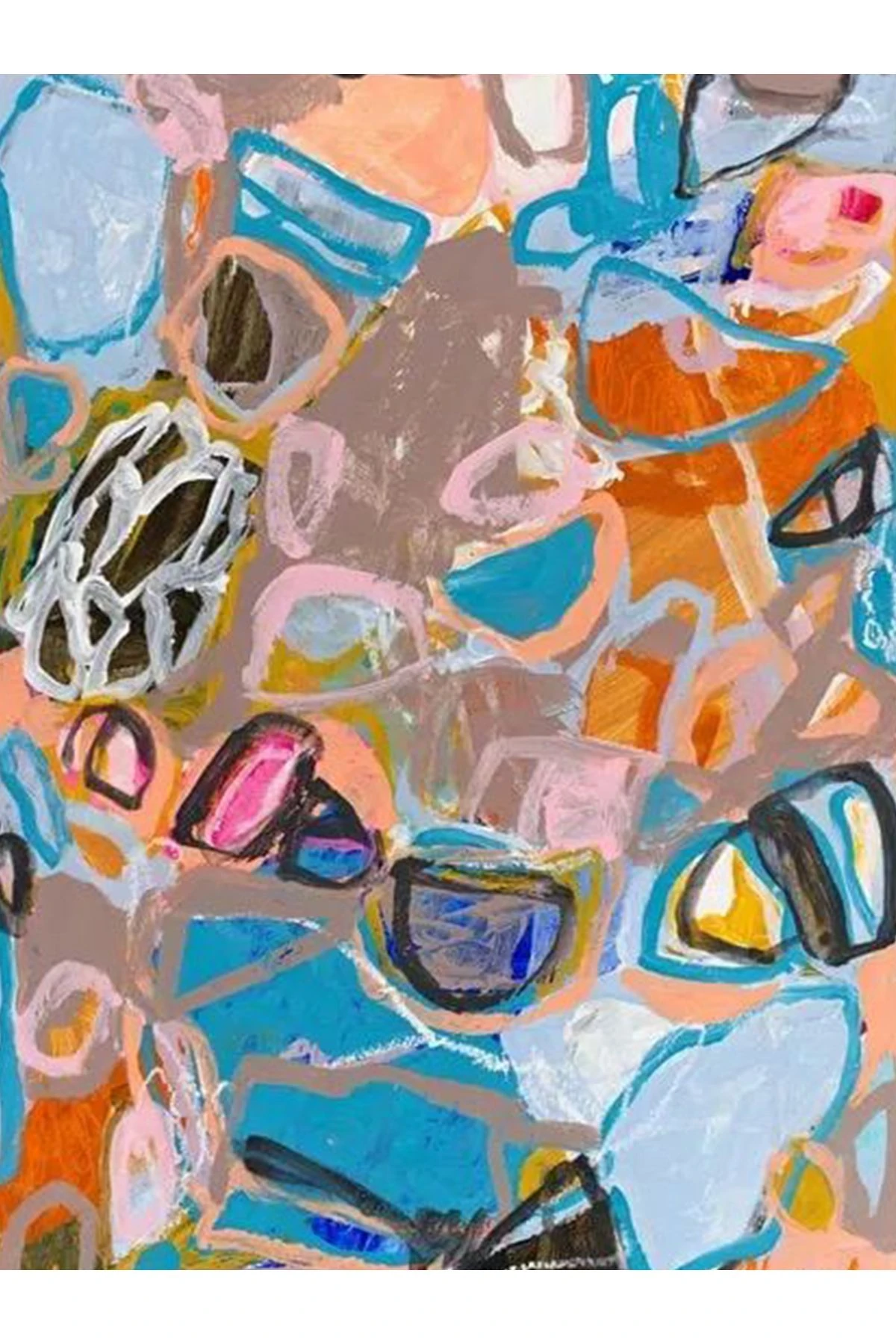 Özge Koleksiyonu Yağlı Boya Görünümlü Çok Renkli Soyut Desenli Dokuma Taban Dekoratif Halı özge23