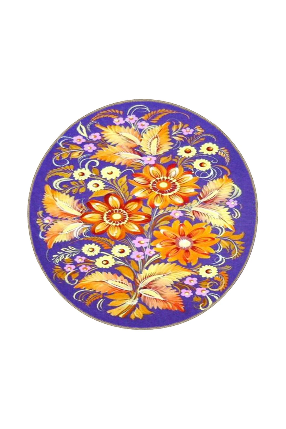 Mor Tonlu Çiçekli Floral Modern Dekoratif Halı miravip288