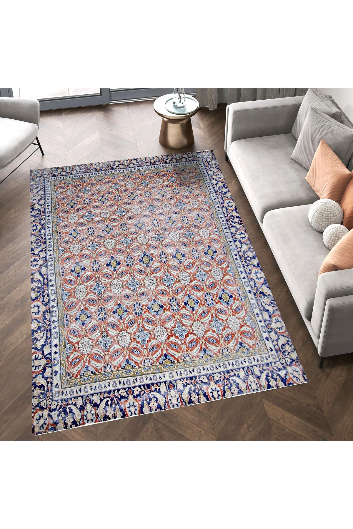 Mete Koleksiyonu Çok Renkli Karma Motifler ve Geleneksel Desenli Vintage Dekoratif Halı 34