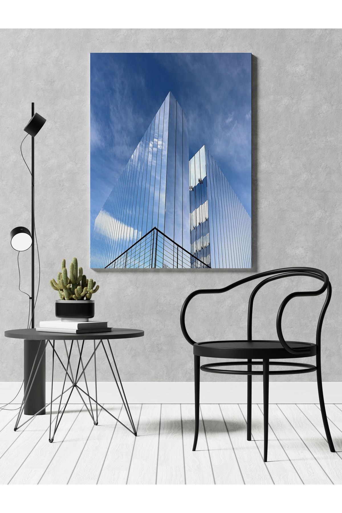 Kanvas Tablo Gökdelen Portre Desenli Modern Tablo