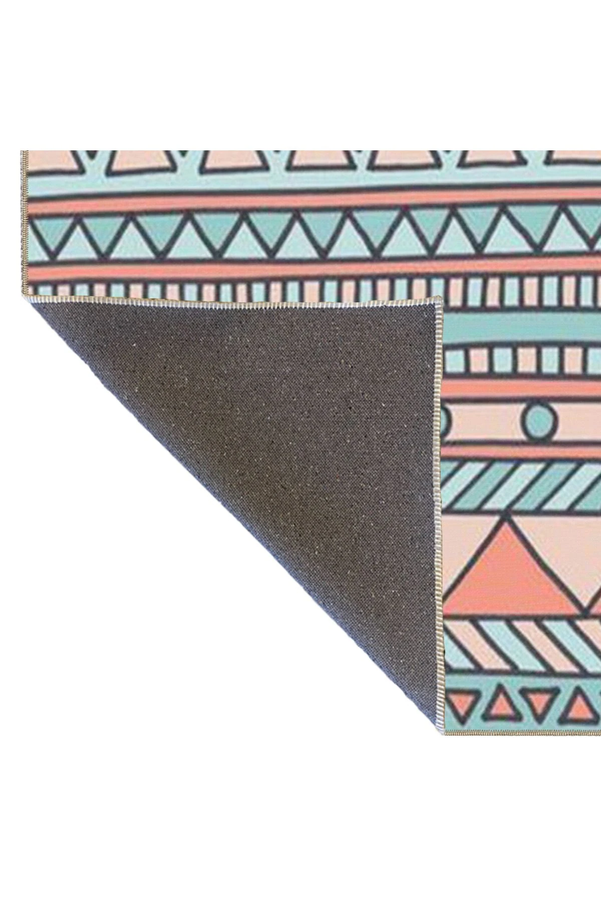 Bej Açık Mavi Temalı Karma Geometrik Desenli Modern Dekoratif Halı 4671