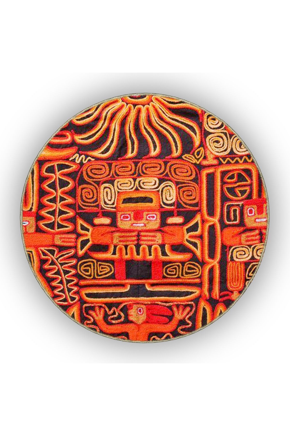 Turuncu Temalı Karma Soyut Figür Desenli Modern Dekoratif Halı 4822