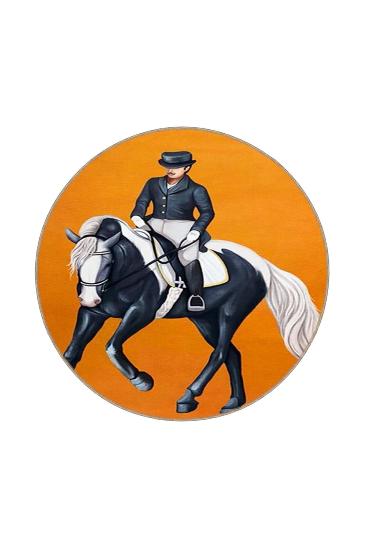 Animal At ve İnsan Desenli Dekoratif Halı miravip714
