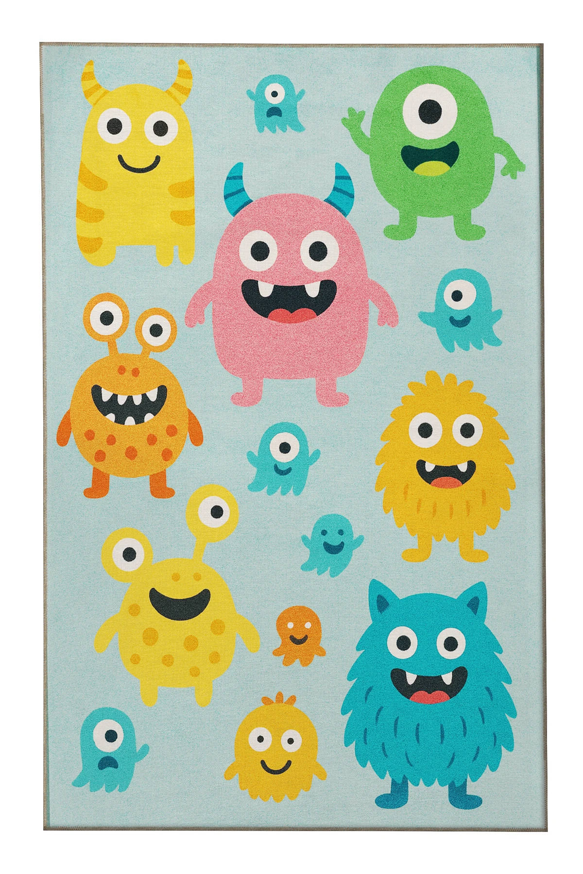 MOSSO Çok Renkli Çizgi Karakter Figürleri Desenli Dokuma Taban Modern Dekoratif Halı mosso313