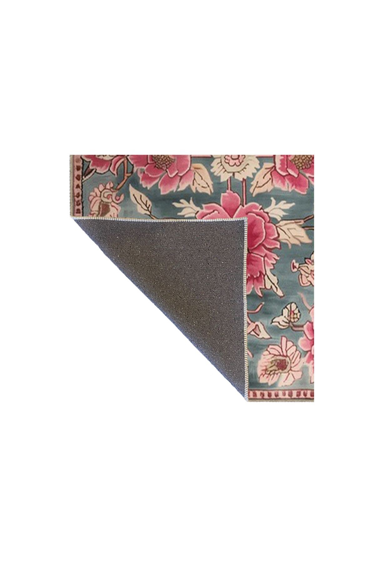 Paris Koleksiyonu Pembe Gri Tonlar Floral Gül Desenli Kreatif Modern Dekoratif Halı 149