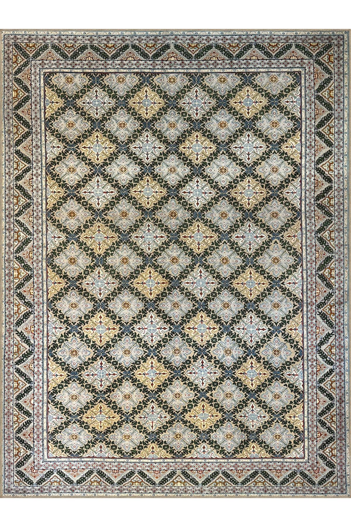 Kubilay Koleksiyonu Renkli Geleneksel ve Etnik Motif Desenli Dokuma Taban Vintage Dekoratif Halı 50