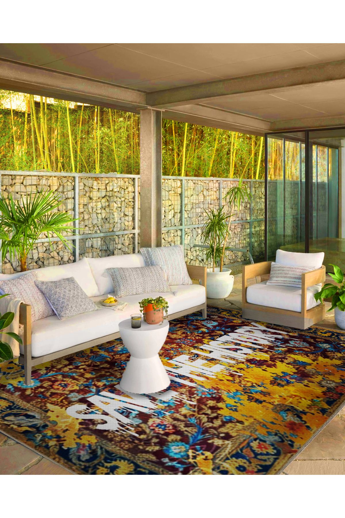 Written Koleksiyonu Save The Hsitory Yazılı Çiçek Desenli Modern Dekoratif Halı 05