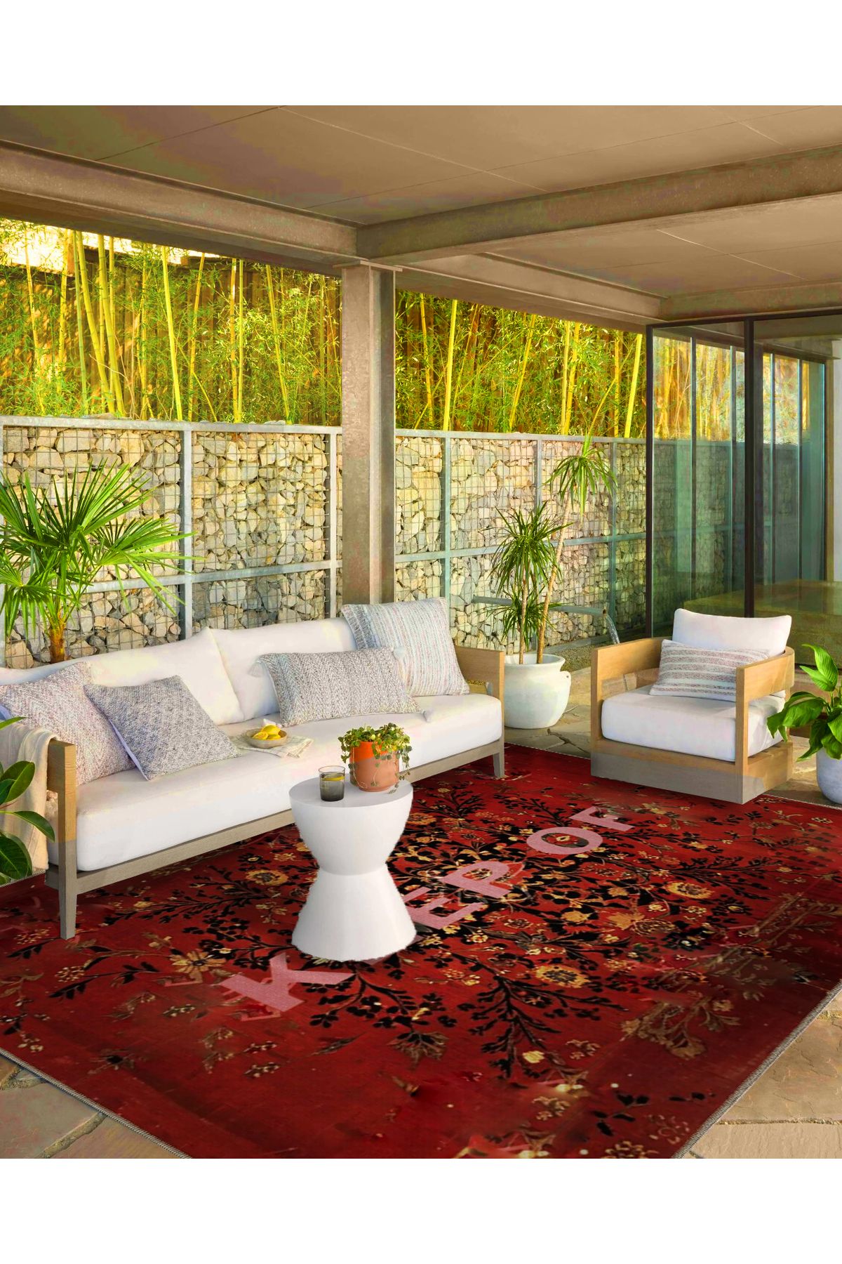 Written Koleksiyonu Bordo Tema Keep Off Yazılı Desenli Kreatif Modern Dekoratif Halı 11