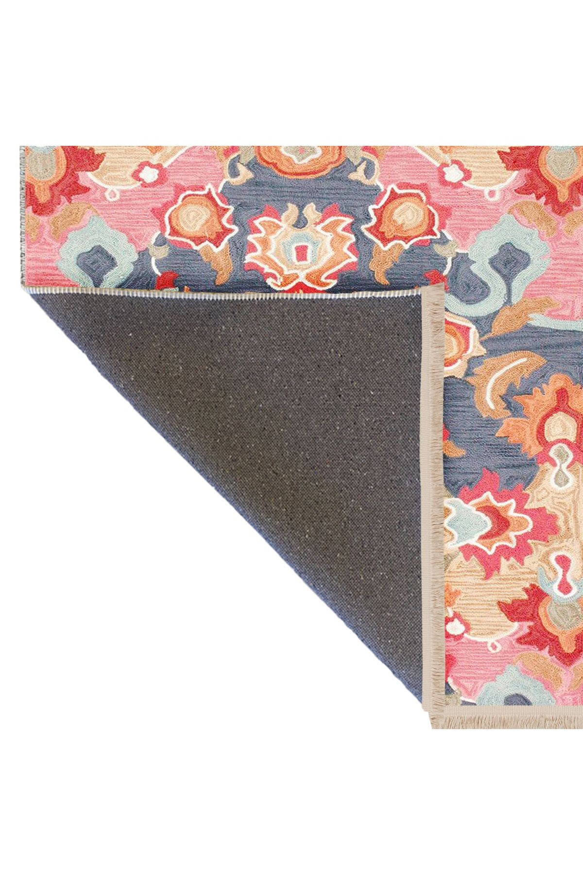 Asya Koleksiyonu Pastel Tonlarda Çok Renkli Dokuma Taban Modern Dekoratif Halı asya41