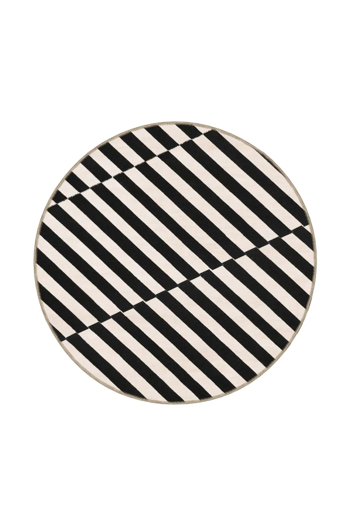 Modern Siyah Krem Çapraz Desenli Renkli Dekoratif Halı miravip605