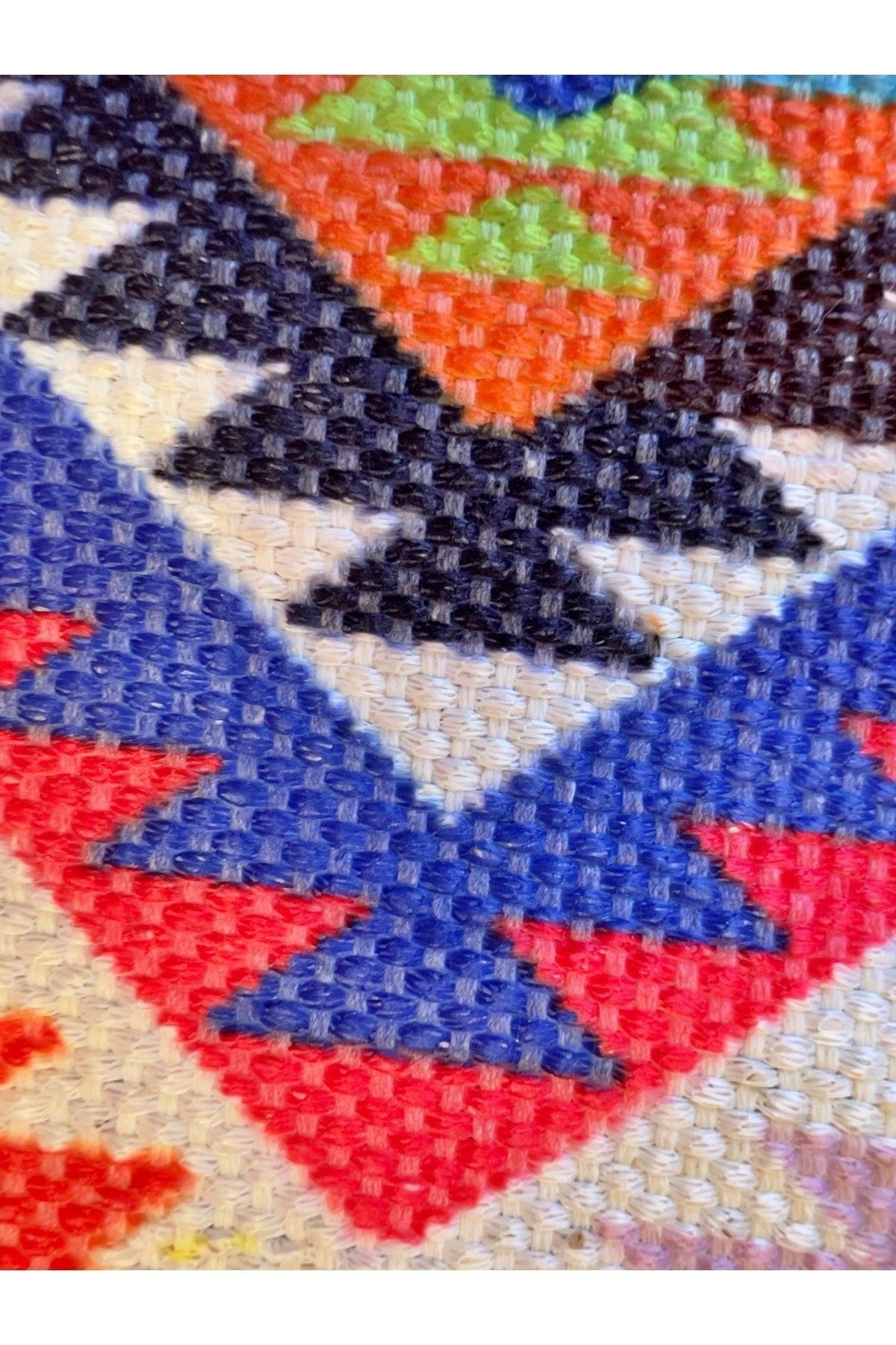 Cotton 549 Etnik Ve Vintage Desenli Çift Taraflı Çok Renkli Kilim