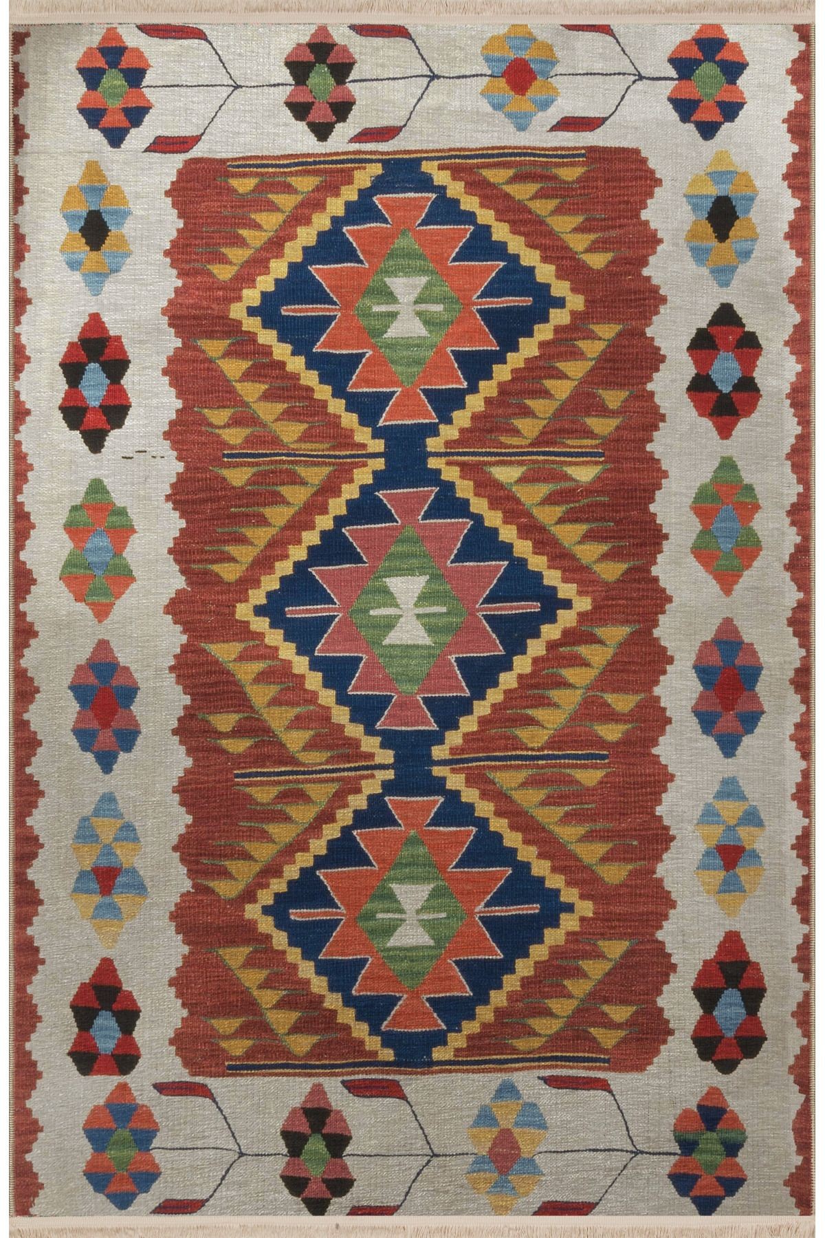 Çok Renkli Geleneksel Motif Etnik Desenli Kreatif Vintage Dekoratif Halı 2682