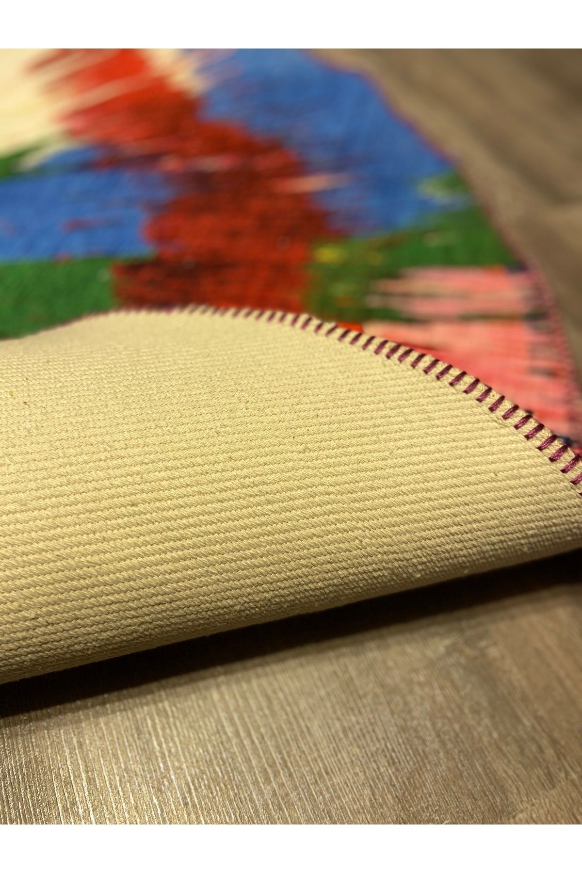 Mira Soyut Desen Çok Renkli Dekoratif Kaymaz Taban Çap Yıkanabilir Halı 819