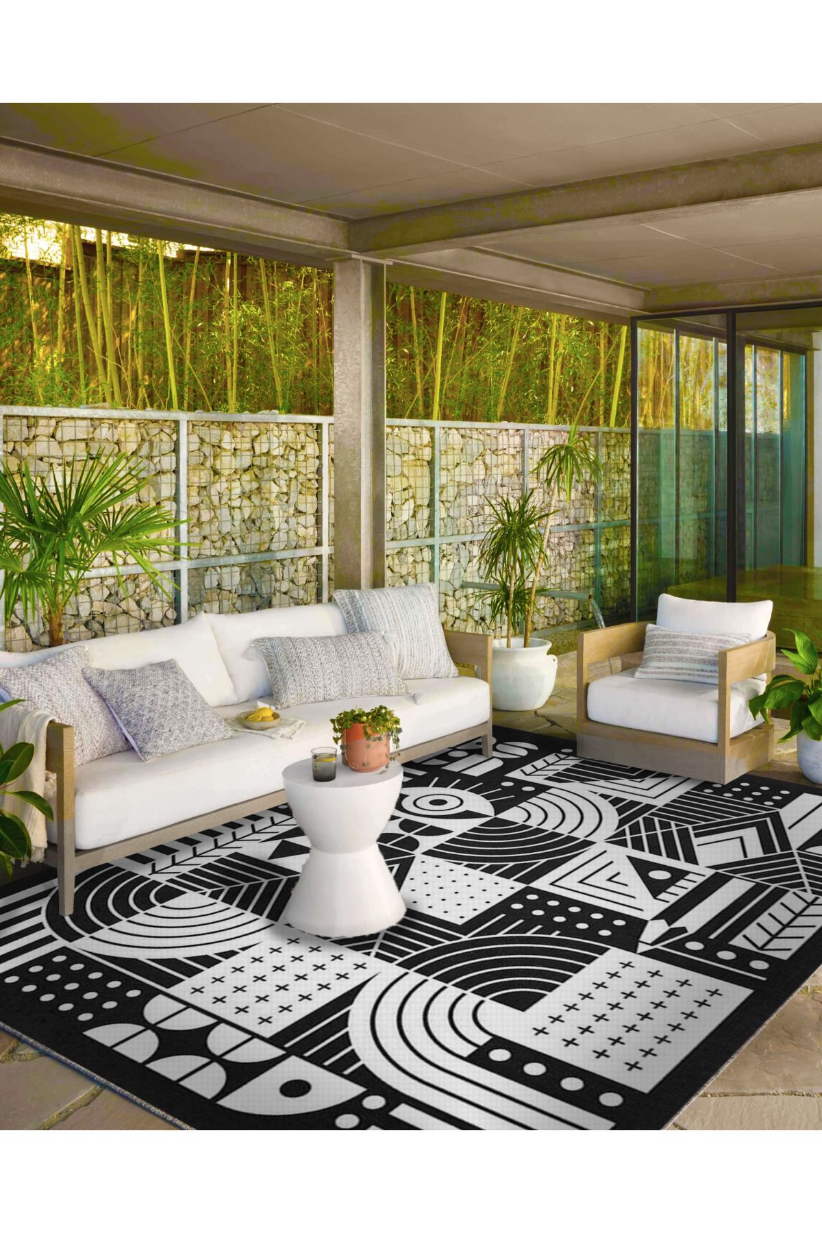 Kara Beyaz Dokuma Taban Halı ve Yıkanabilir Halı miravip10296