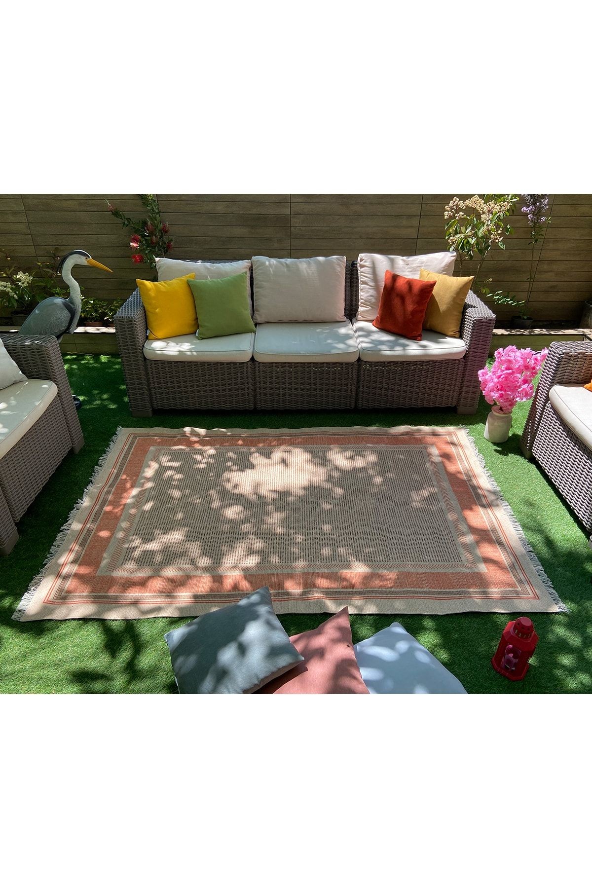 Bahama Çizgili Modern Kiremit Bej Iskandinav Kilim 306