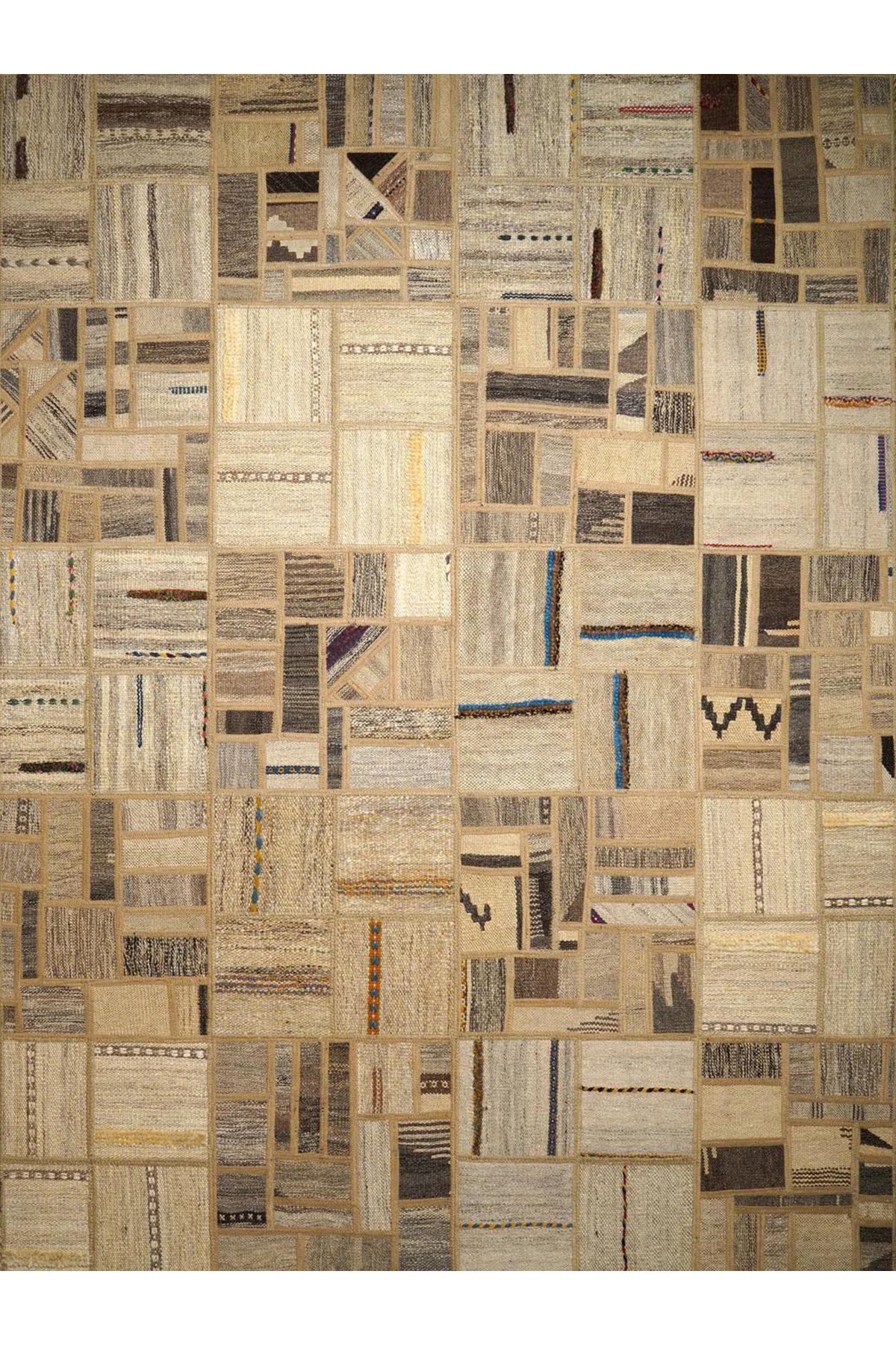 Kuzey Koleksiyonu Çok Renkli Şekiller Desenli Dokuma Taban Dekoratif Halı kuzey47