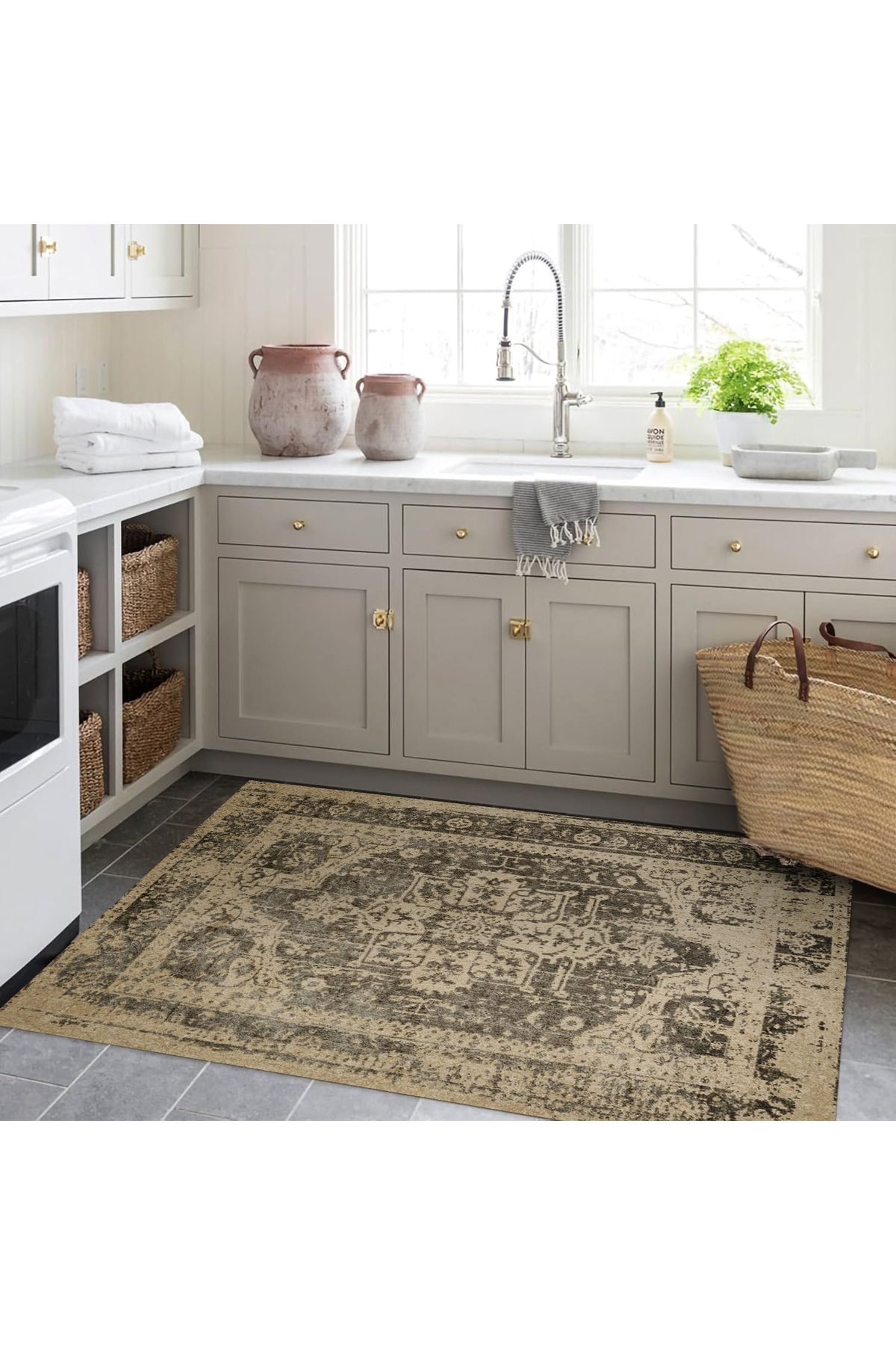 Aysu Koleksiyonu Eskitme Görünümlü Desenli Dokuma Taban Dekoratif Halı aysu09