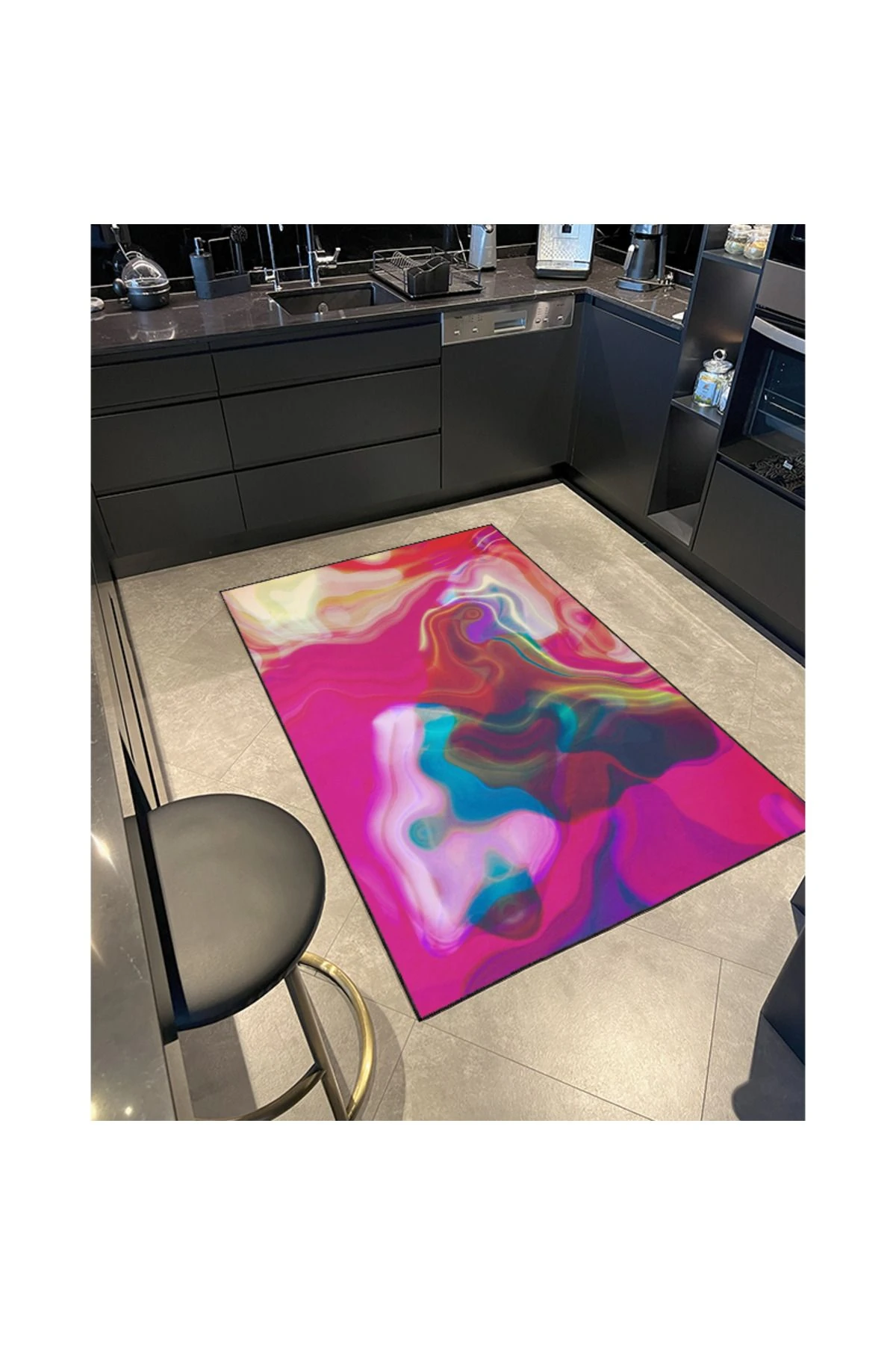 Pembe Renkli Pastel Boyalı Dokuma Taban Halı 4431