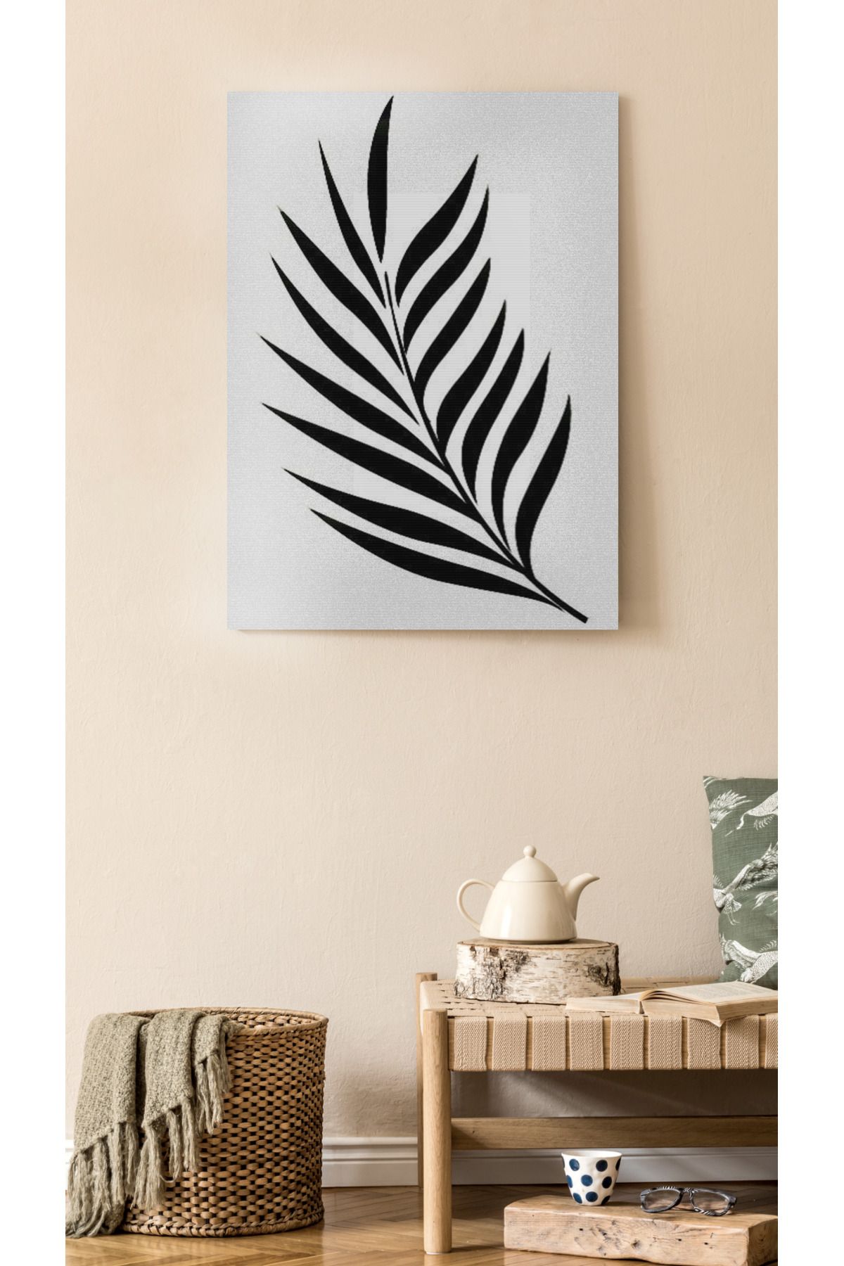 Kanvas Tablo Yaprak Desenli Desenli Temalı Tablo