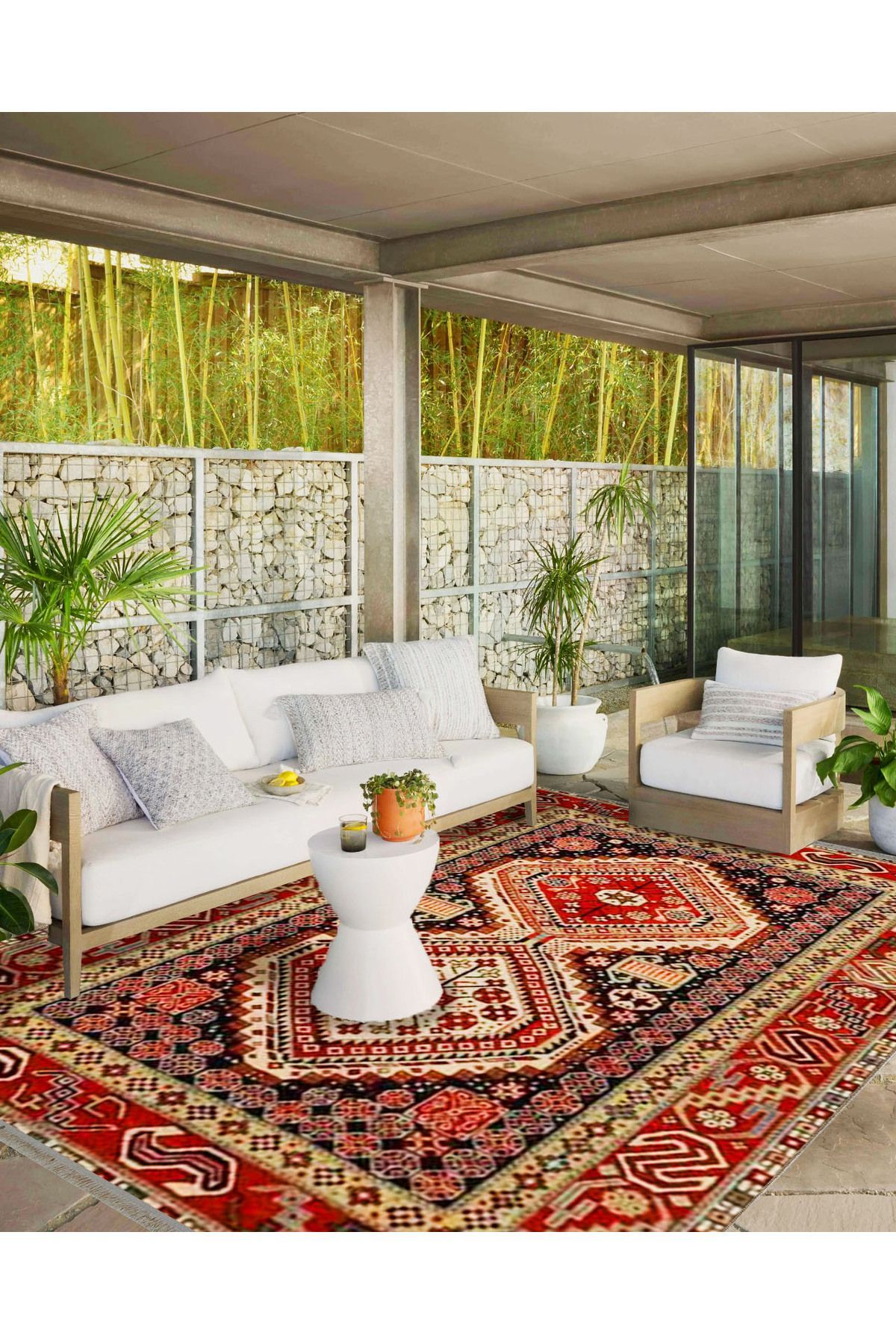 İnci Koleksiyonu Çok Renkli Geleneksel Motif Desenli Dokuma Taban Vintage Dekoratif Halı inci33