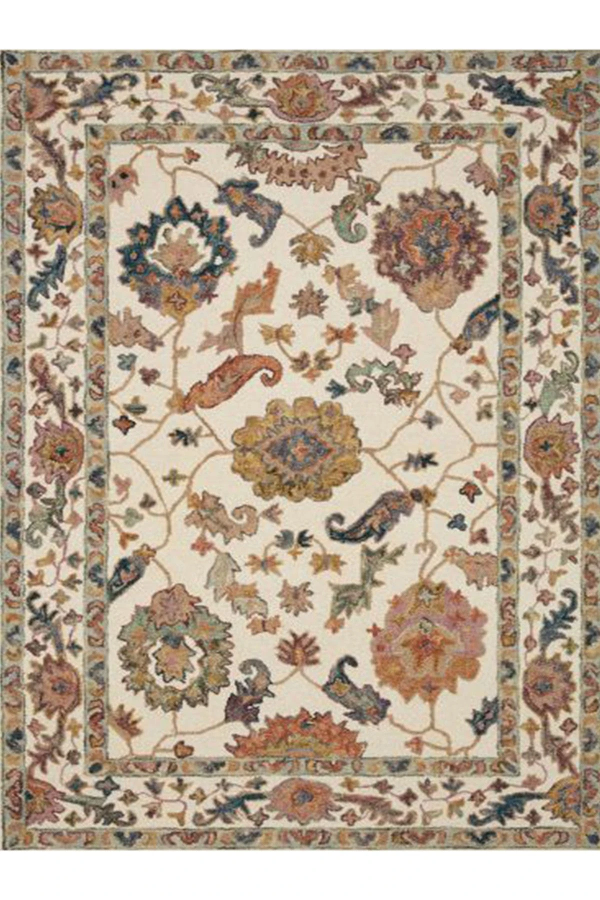 İnci Koleksiyonu Bej Kahve  Etnik Desenli Dokuma Taban Modern Dekoratif Halı inci50