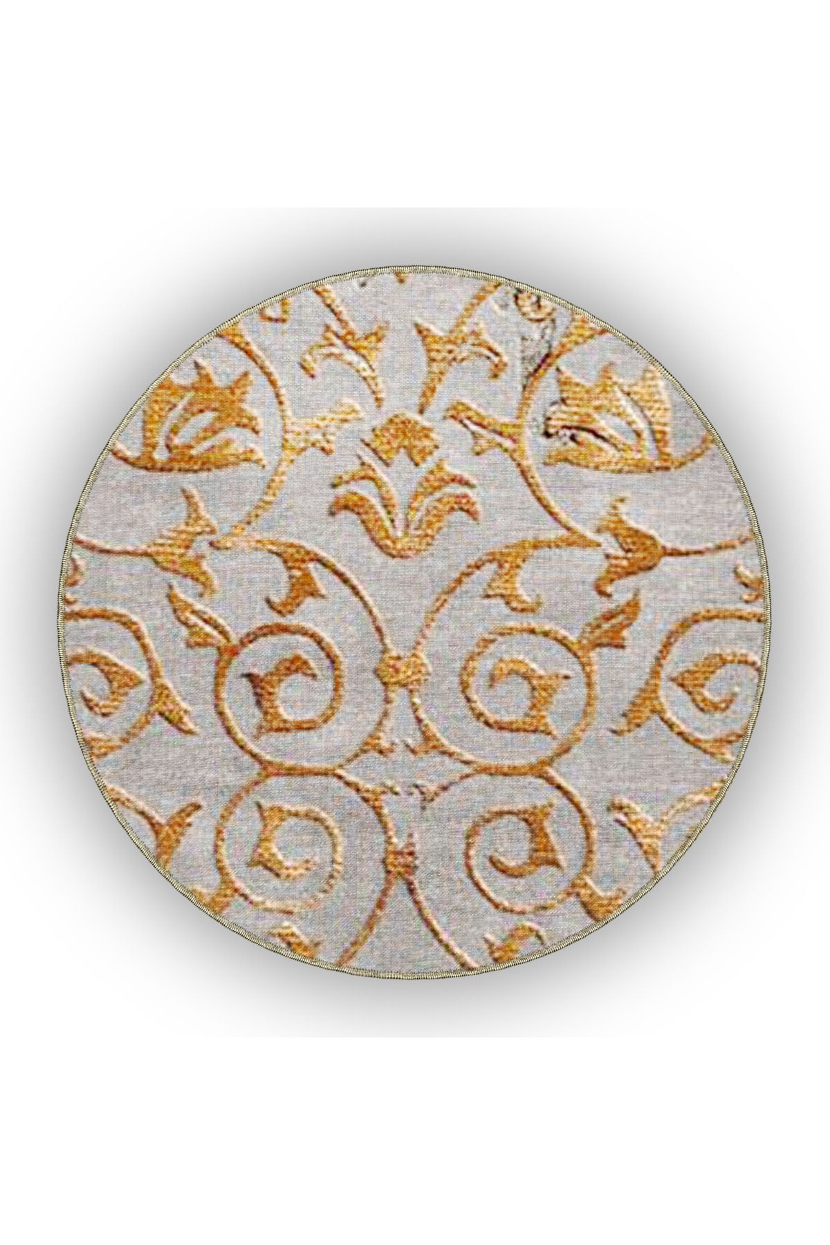 Turuncu Gri Temalı Geleneksel Motif Etnik Desenli Vintage Dekoratif Halı 4920