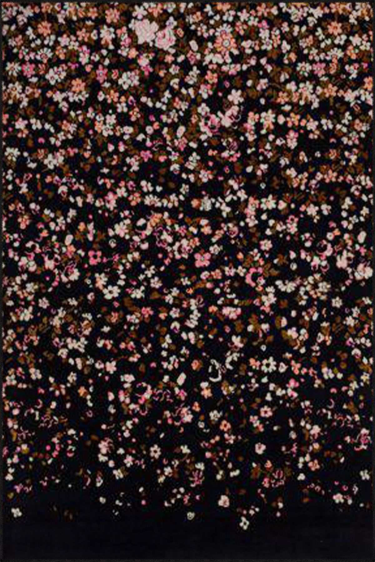 Siyah Tonlu Çiçekli Desenli Dekoratif Halı miravip576